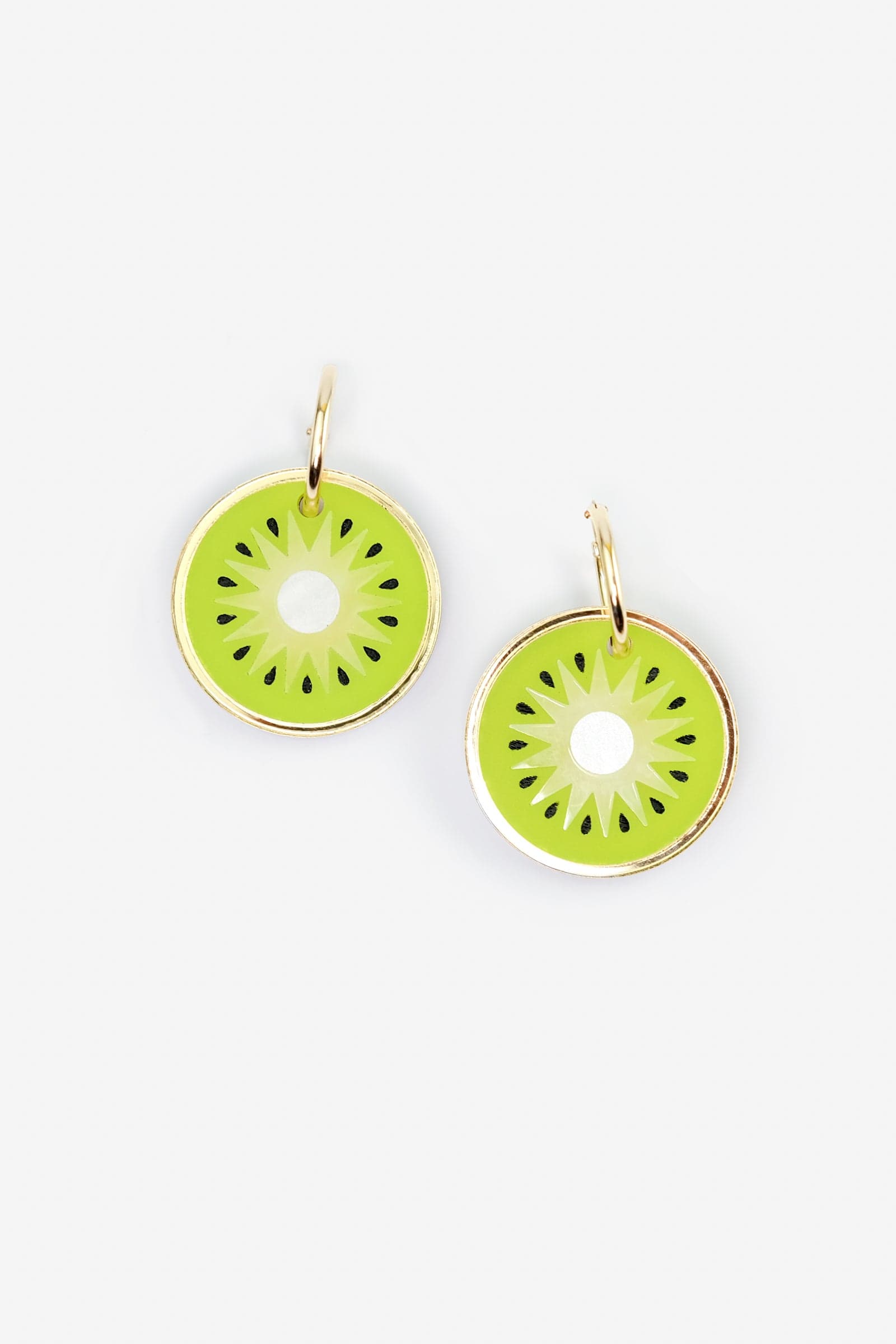 Kiwi dangly hoop earrings
