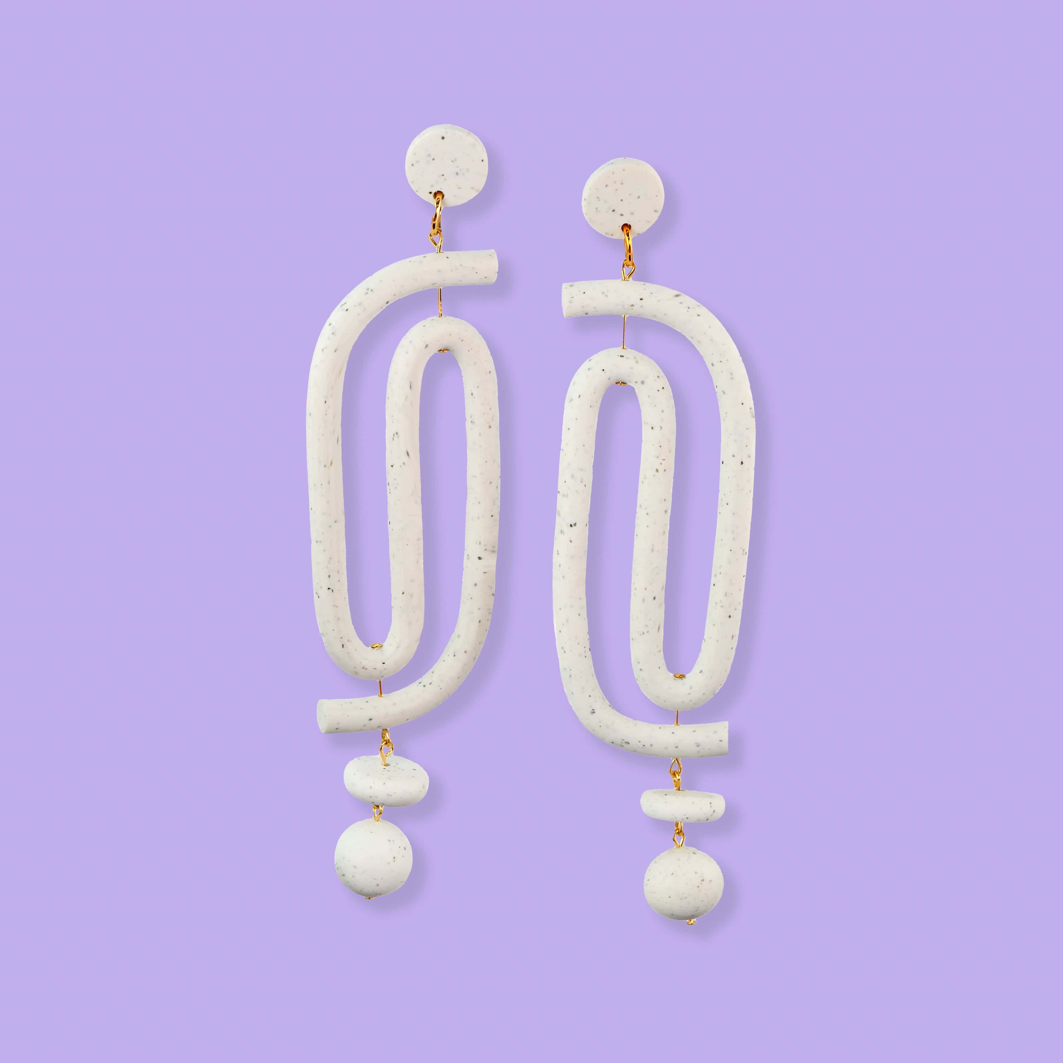 Labyrinth dangly statement earrings. A striking and unique earring for the bold and vibrant personality. Hand-made in NYC #color_granite