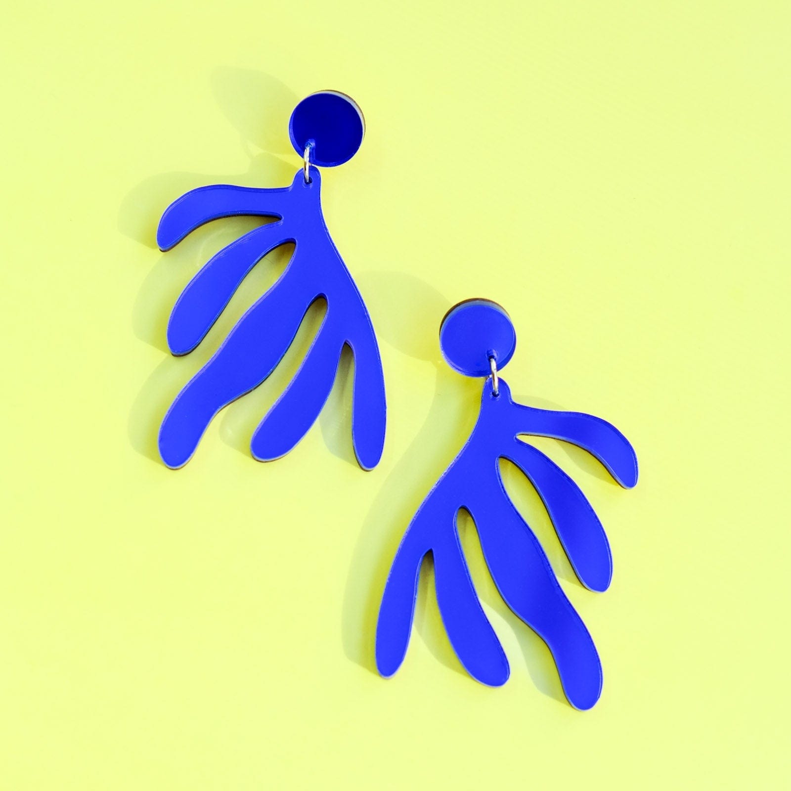 Matisse dangly statement earrings in mirrored blue acrylic #color_blueMatisse dangly statement earrings in mirrored blue acrylic #color_blue