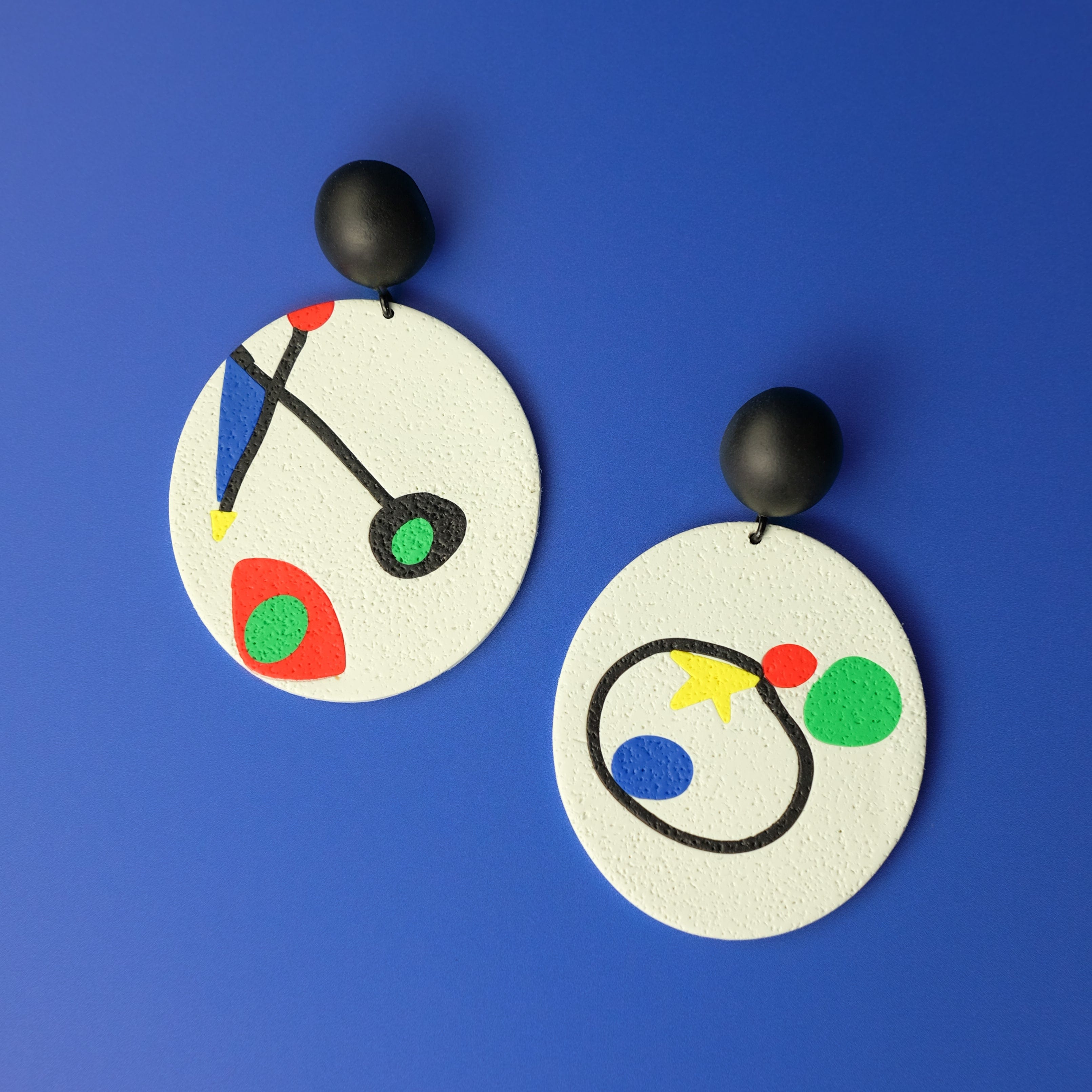 Miro artwork inspired statement earrings