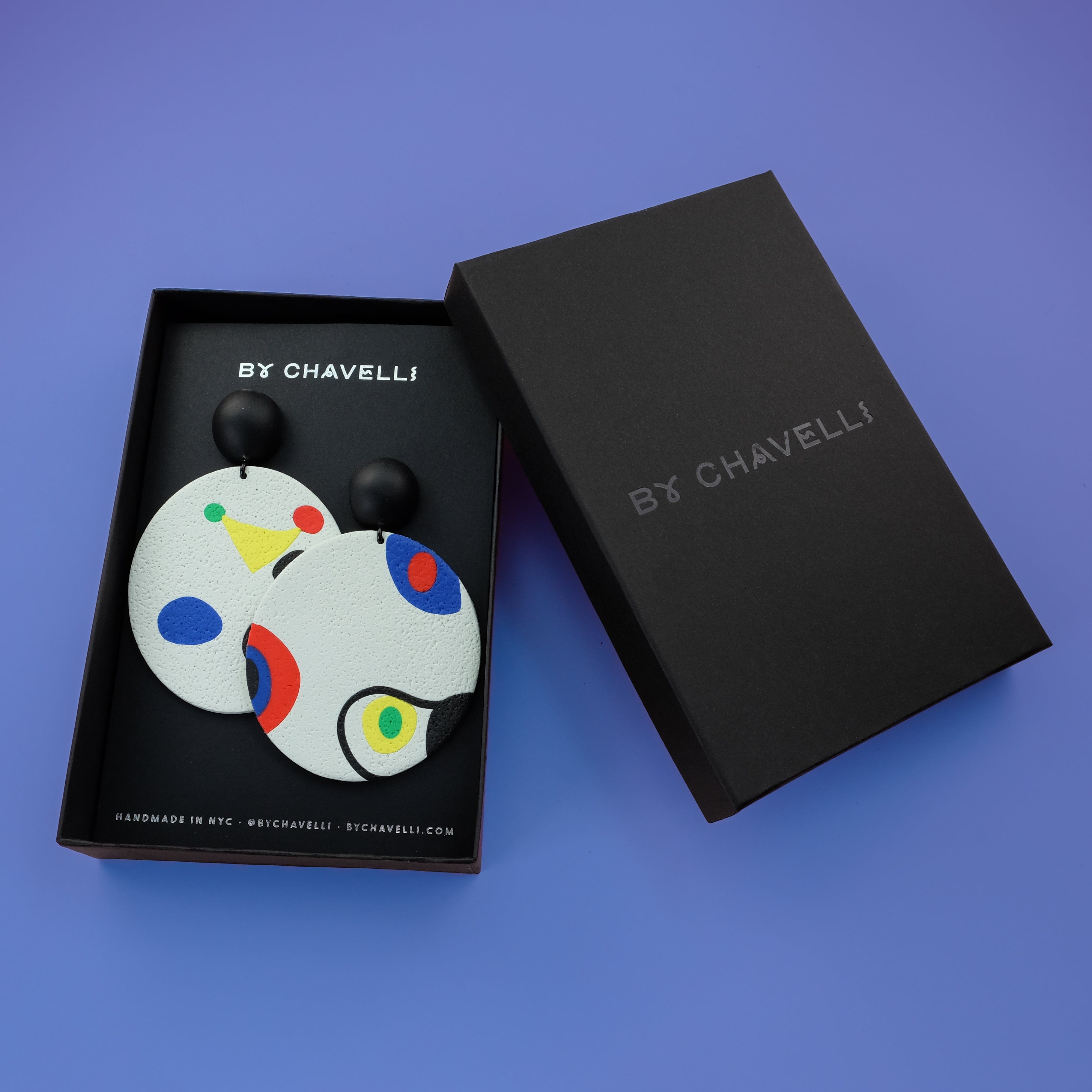 Miro artwork inspired statement earrings