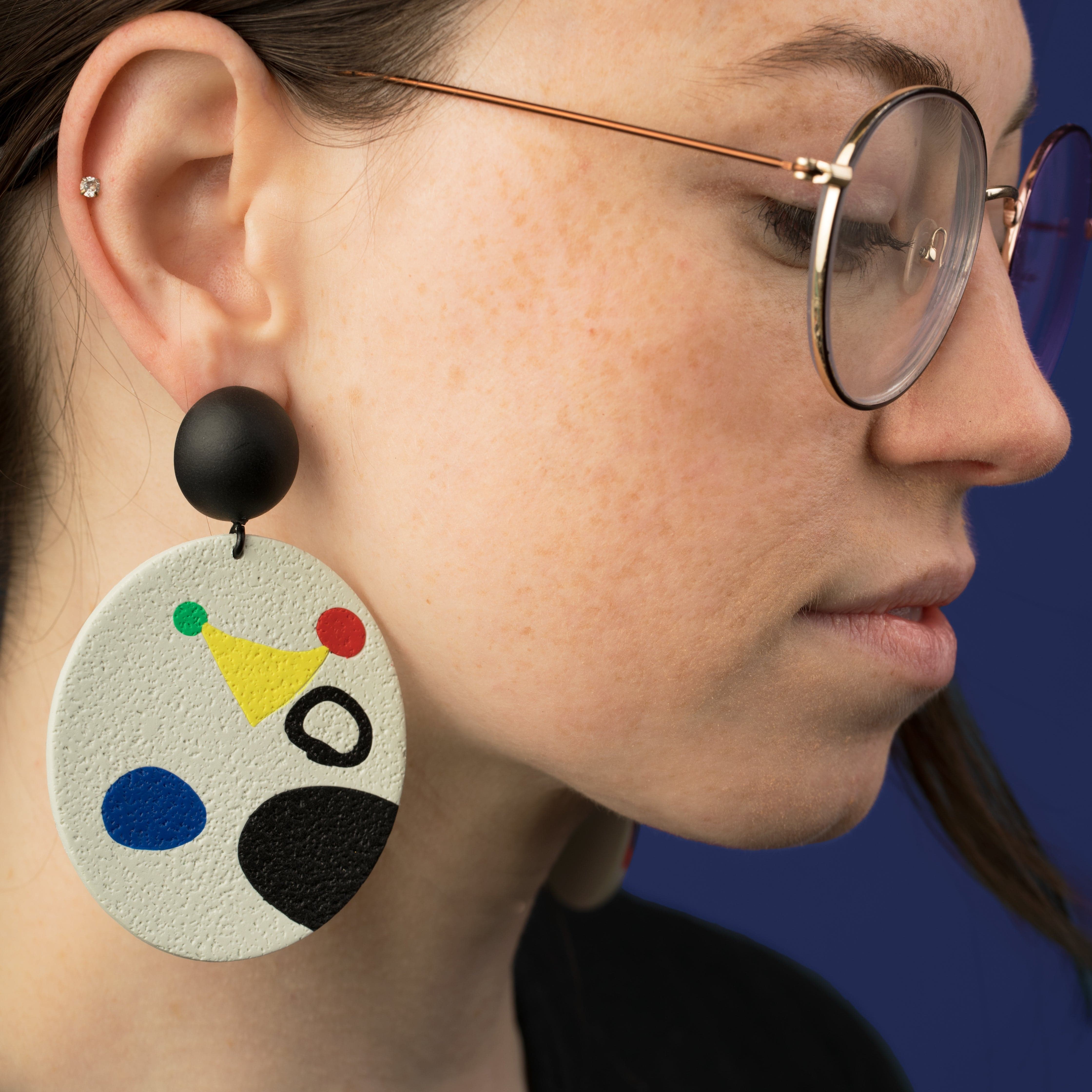 Miro artwork inspired statement earrings