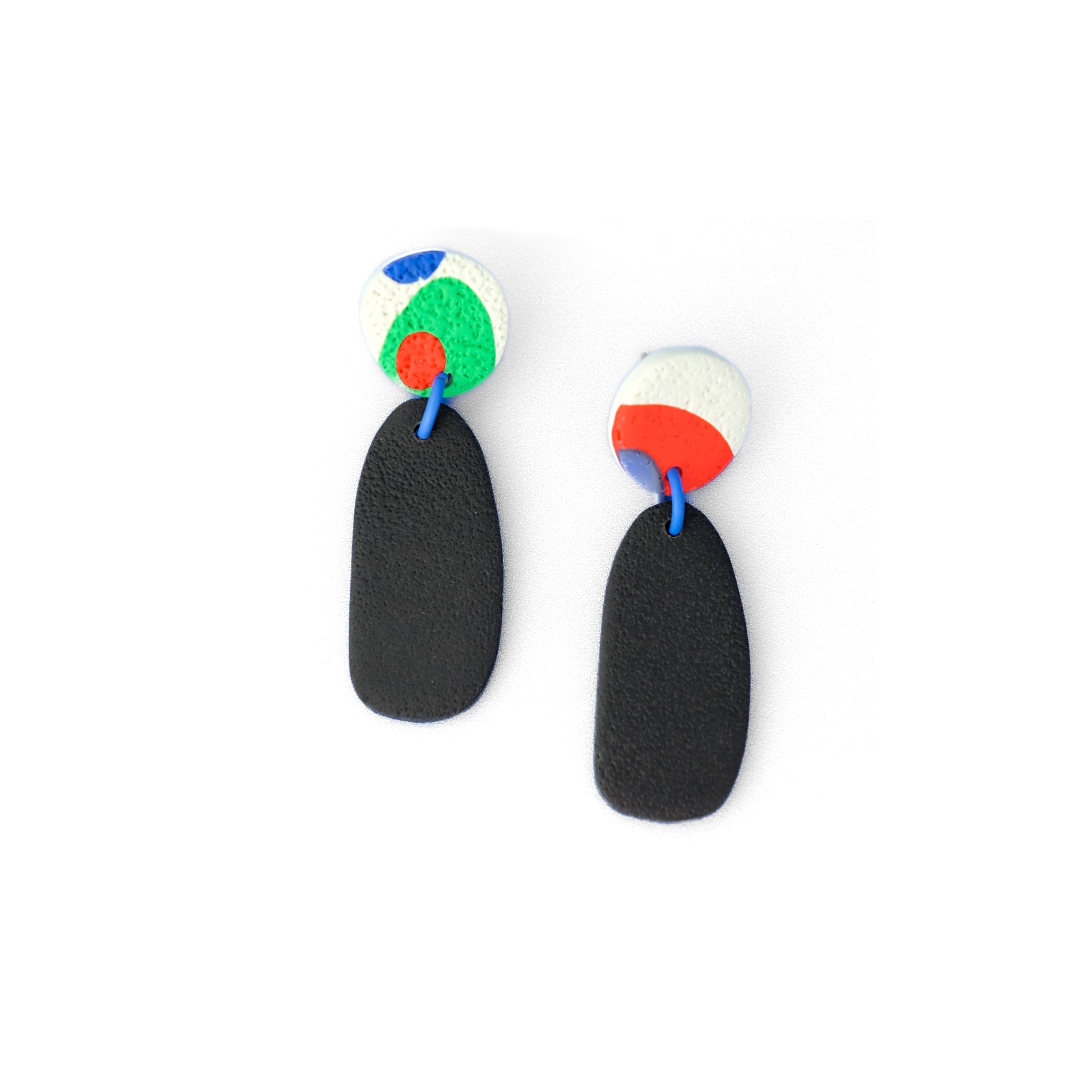 Artsy Miro inspired lightweight dangly earrings #color_black