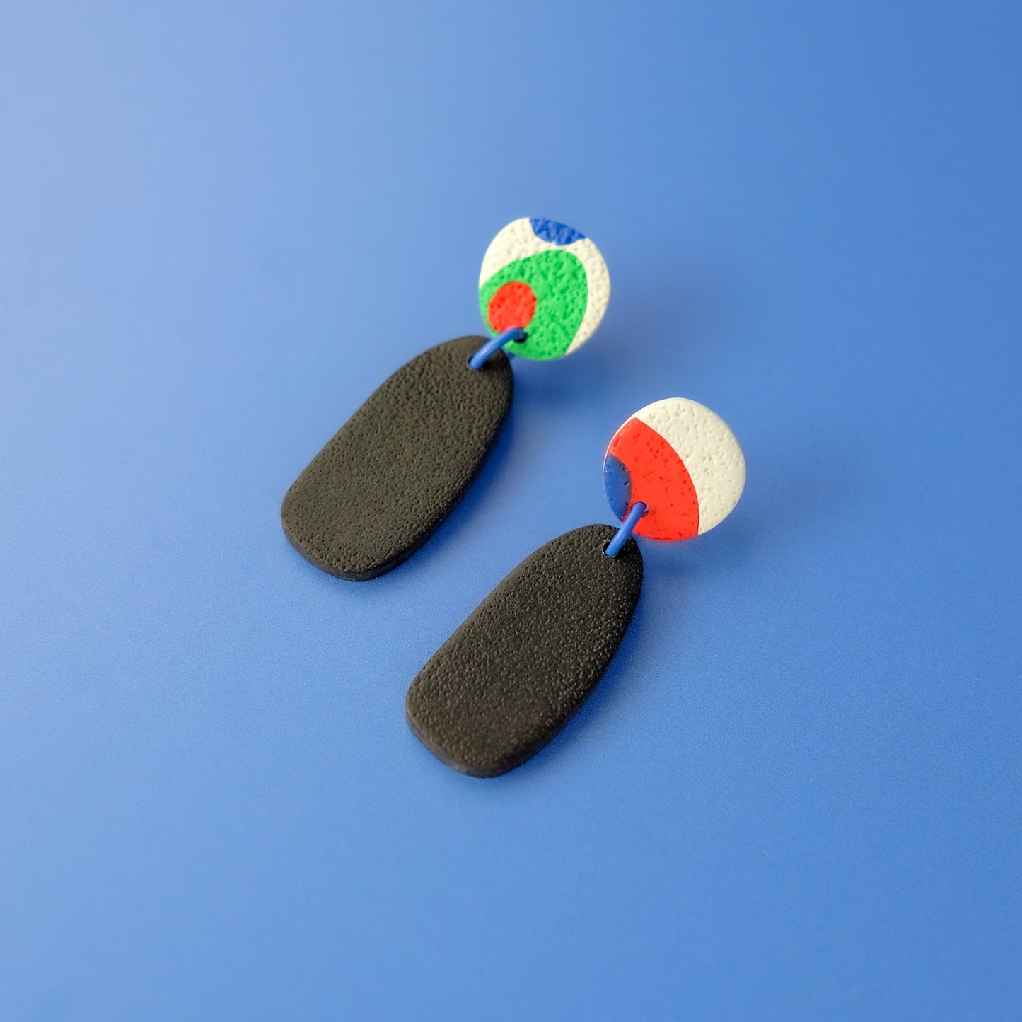 Artsy Miro inspired lightweight dangly earrings #color_black