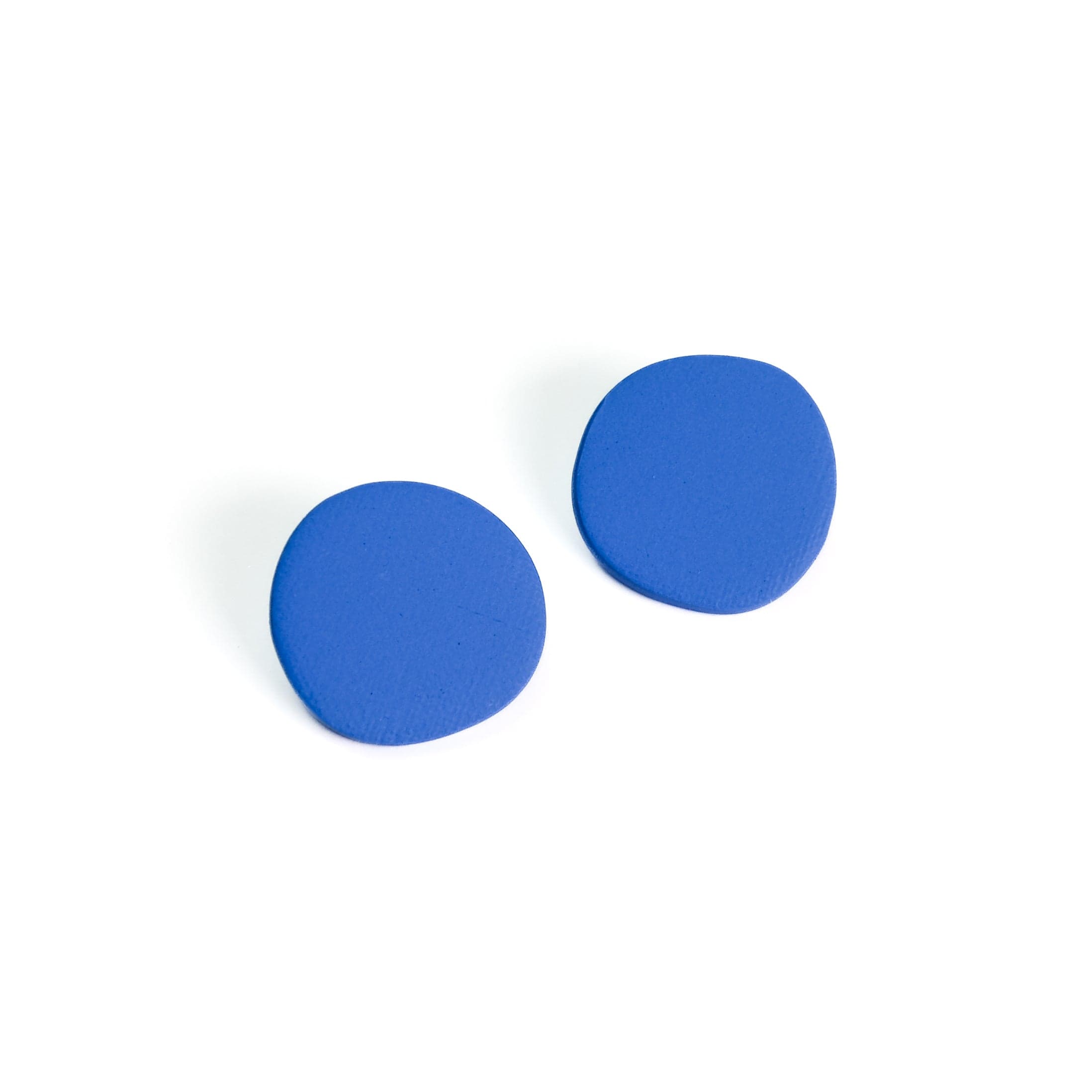 Miro inspired organic round shaped studs with canvas texture in blue #color_blue