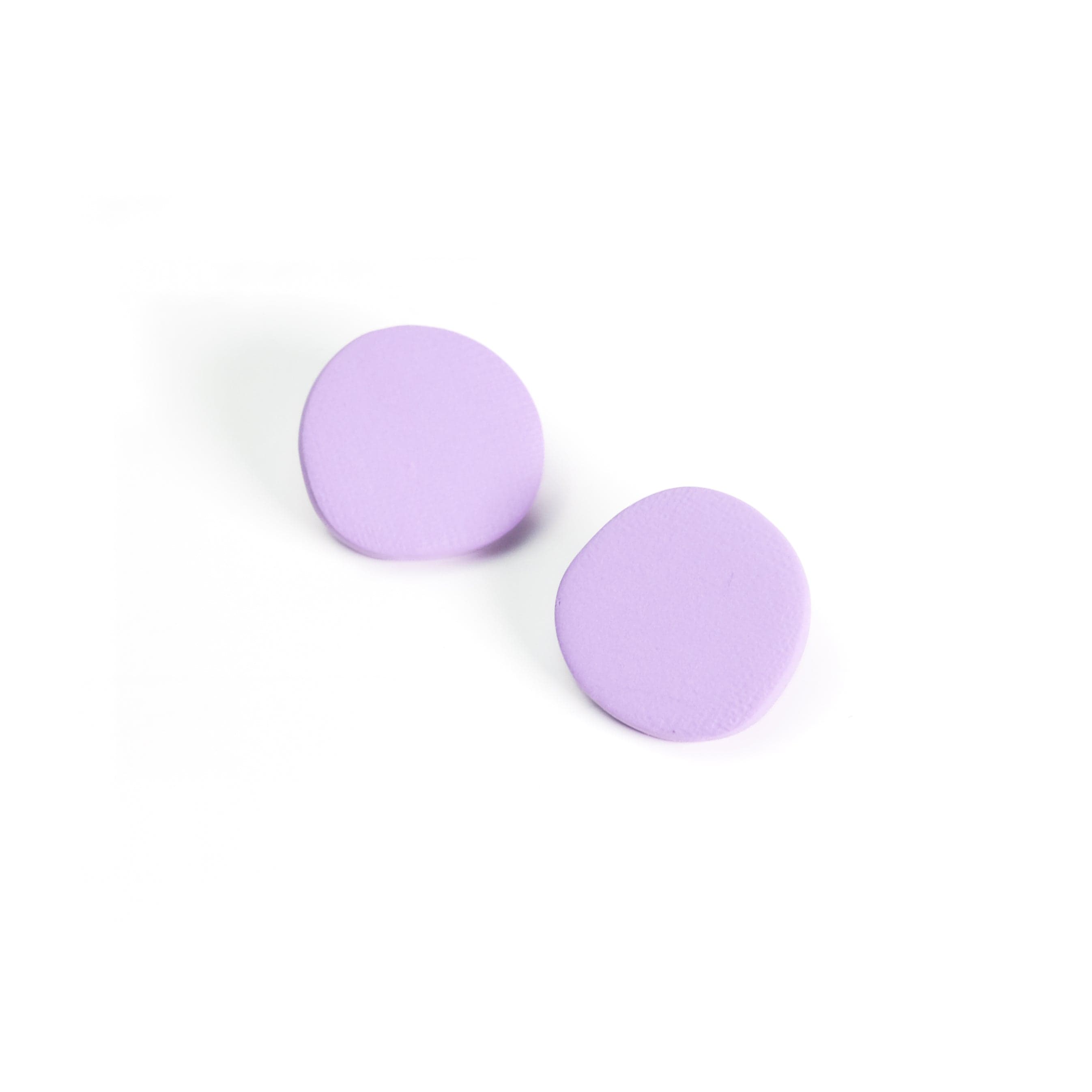 Miro inspired organic round shaped studs with canvas texture in lavender #color_lavender