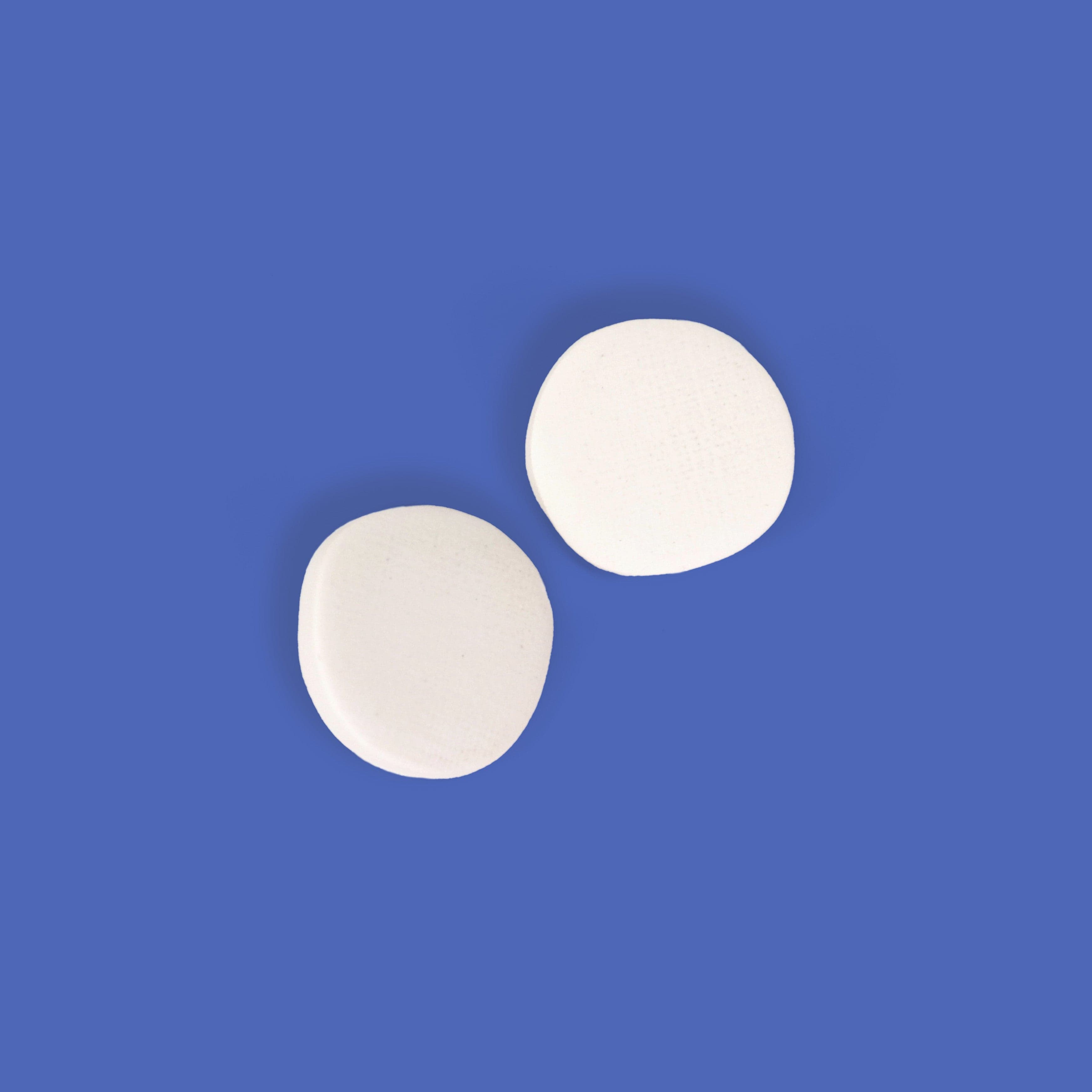 Miro inspired organic round shaped studs with canvas texture in white #color_white