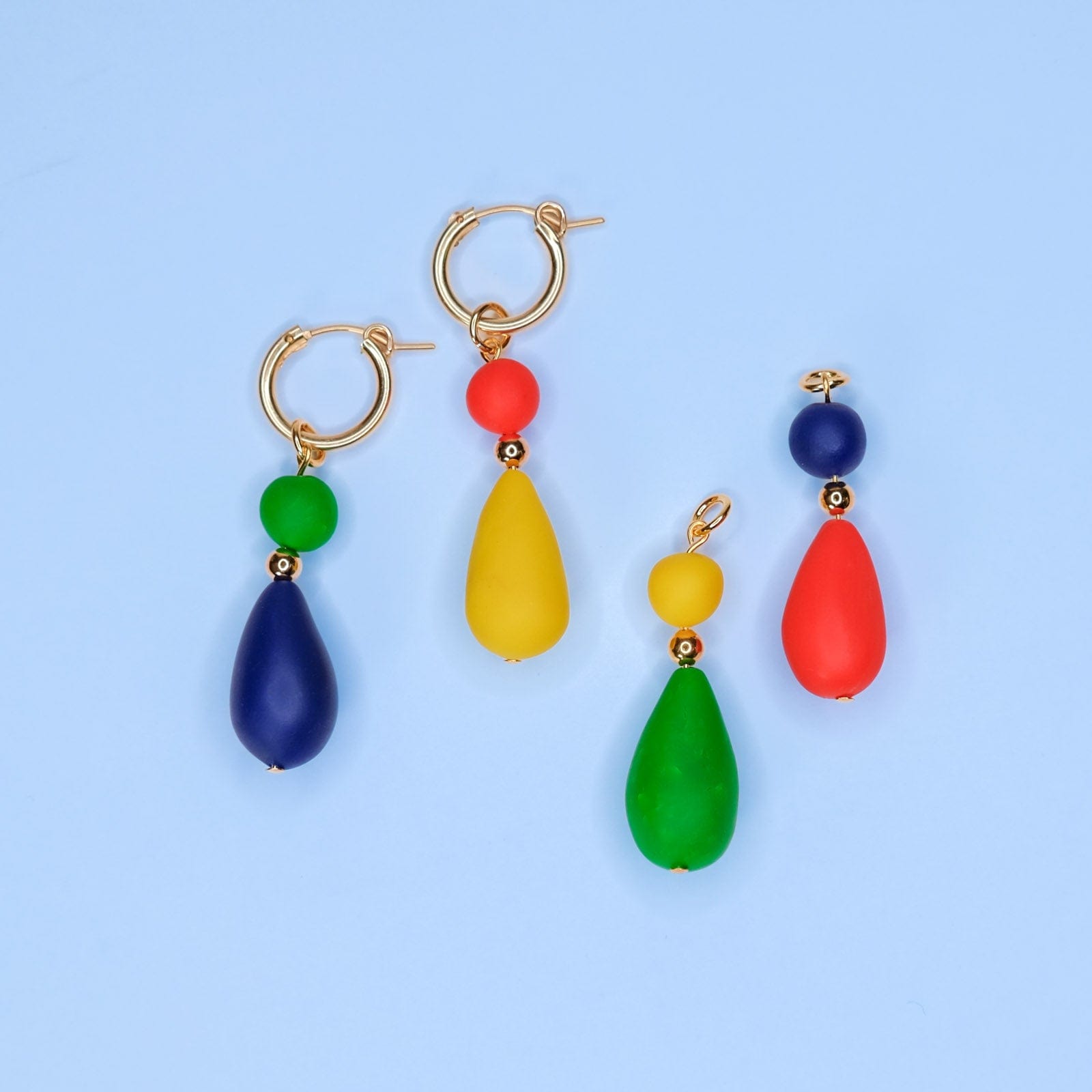 Mismatched Color Blocked Earring Charm Set