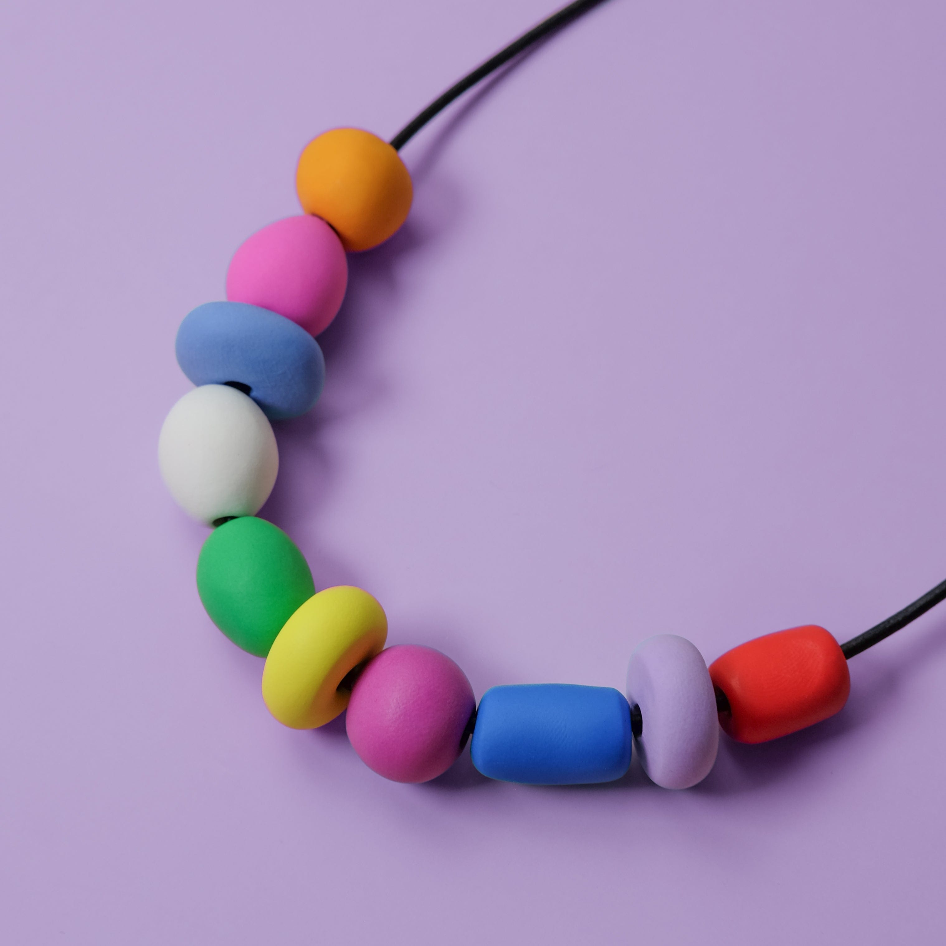 Hand-made mixed beaded necklace with multi-colored colorful chunky beads! 