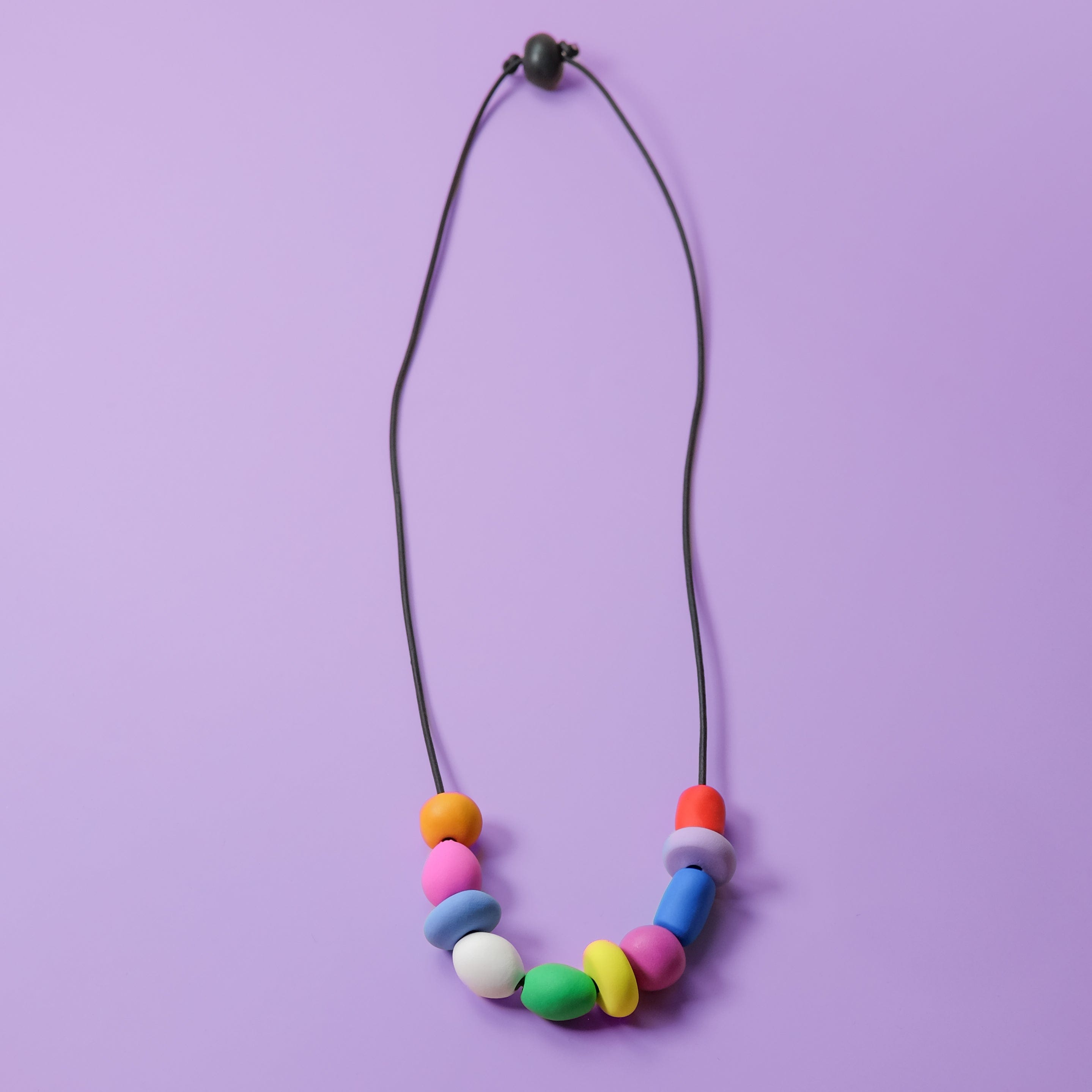 Hand-made mixed beaded necklace with multi-colored colorful chunky beads! 