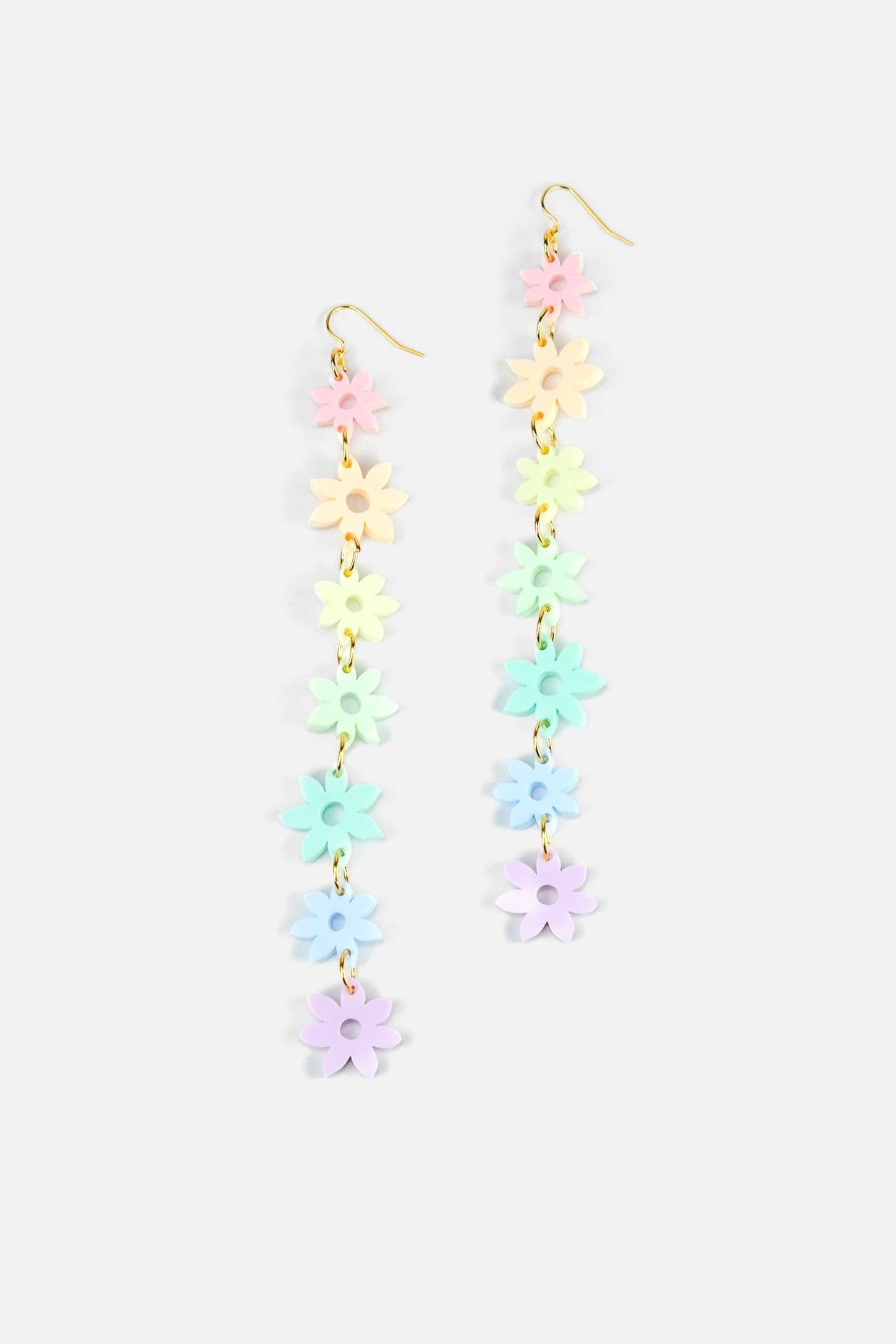 Pastel Rainbow Flowers dangly earrings