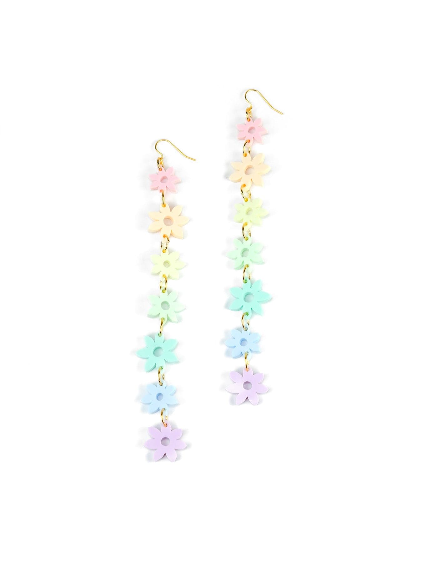 Pastel Rainbow Flowers dangly earrings