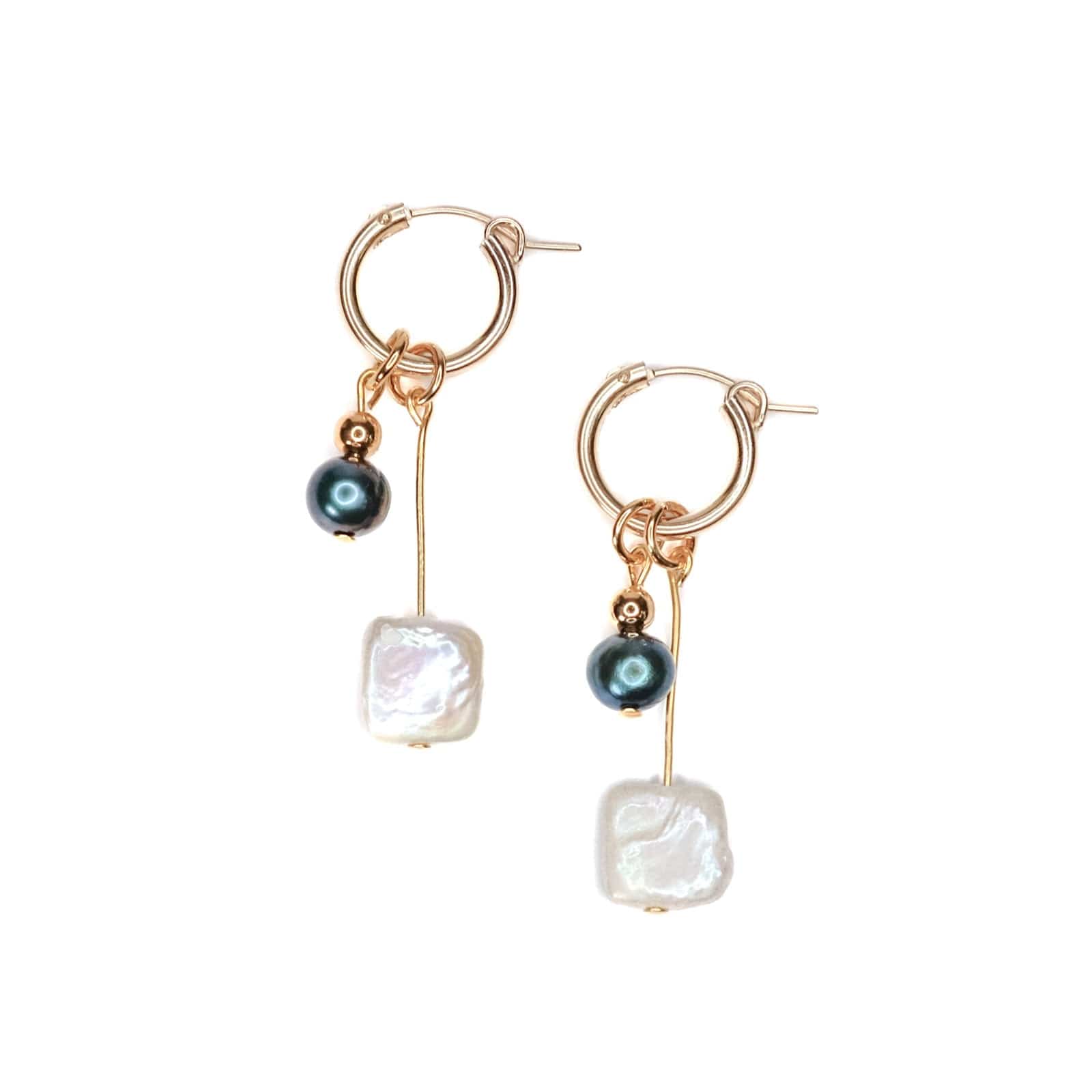 pearl drop hoop charm earrings #style_set-2