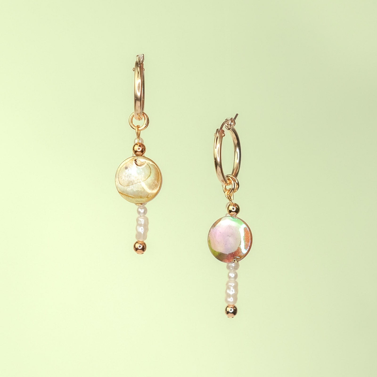 pearl drop hoop charm earrings #style_set-3