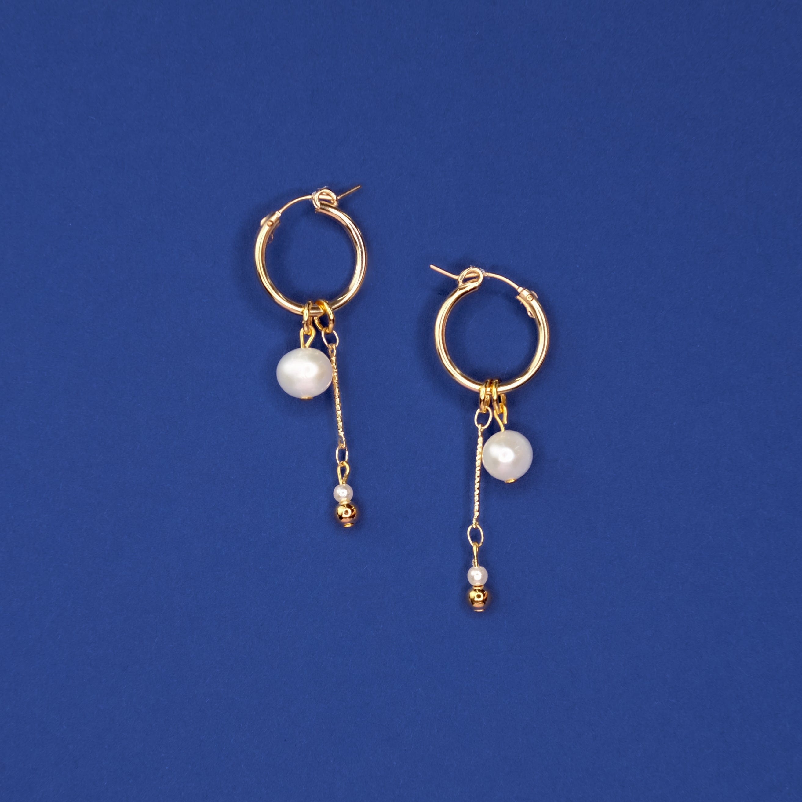 pearl drop hoop charm earrings #style_set-1