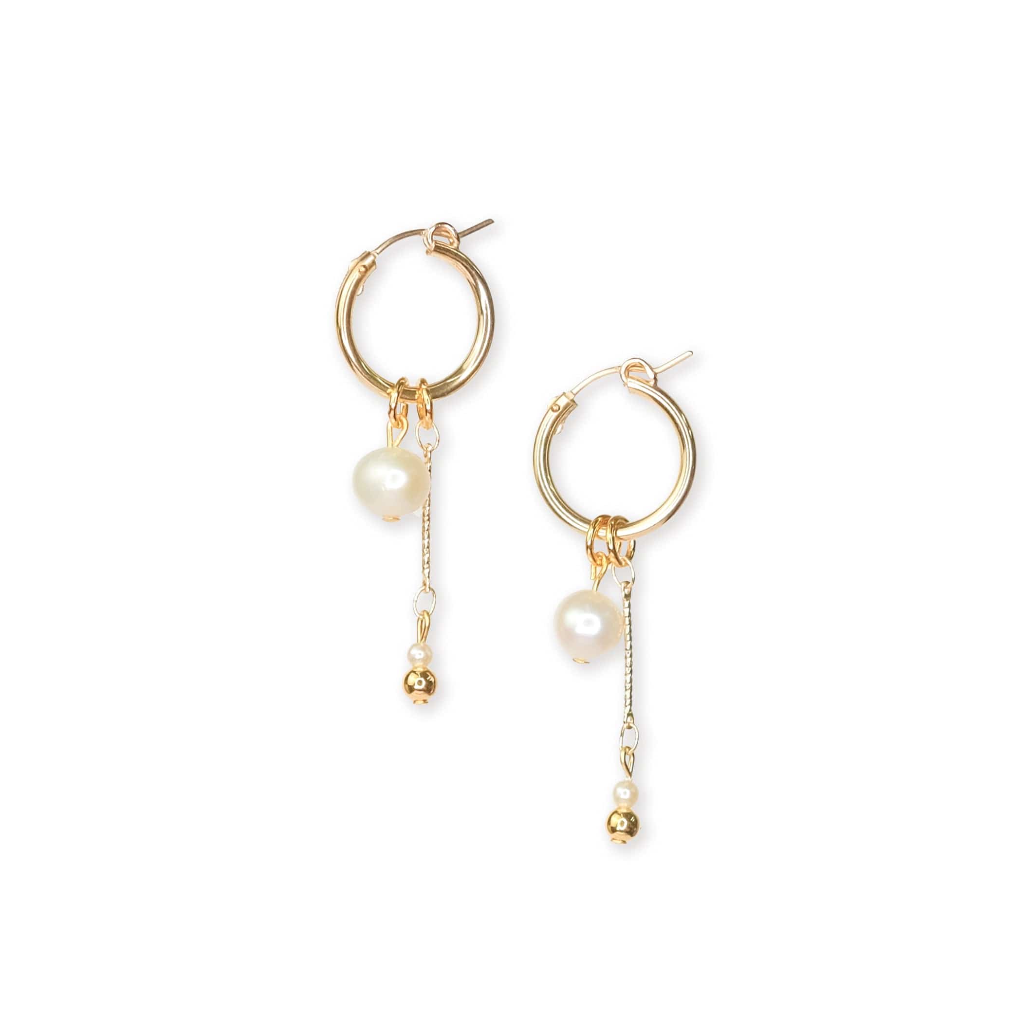 pearl drop hoop charm earrings #style_set-1