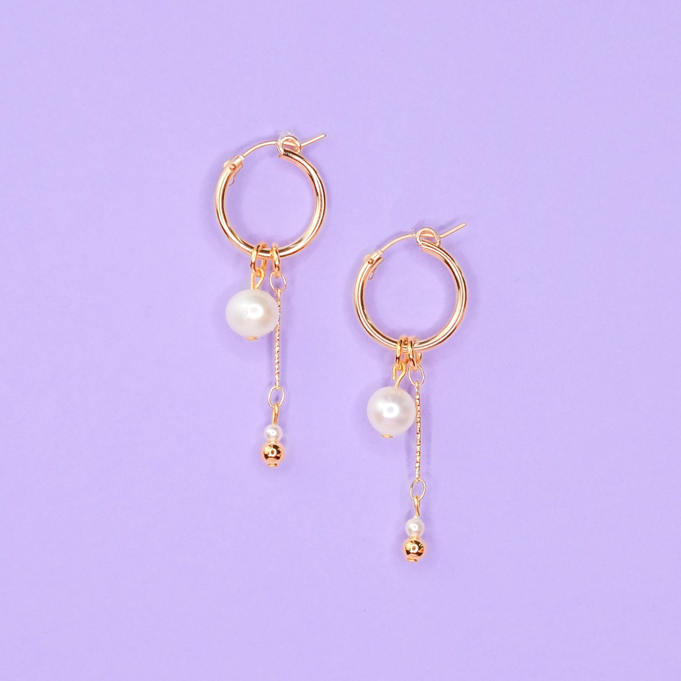 pearl drop hoop charm earrings #style_set-1