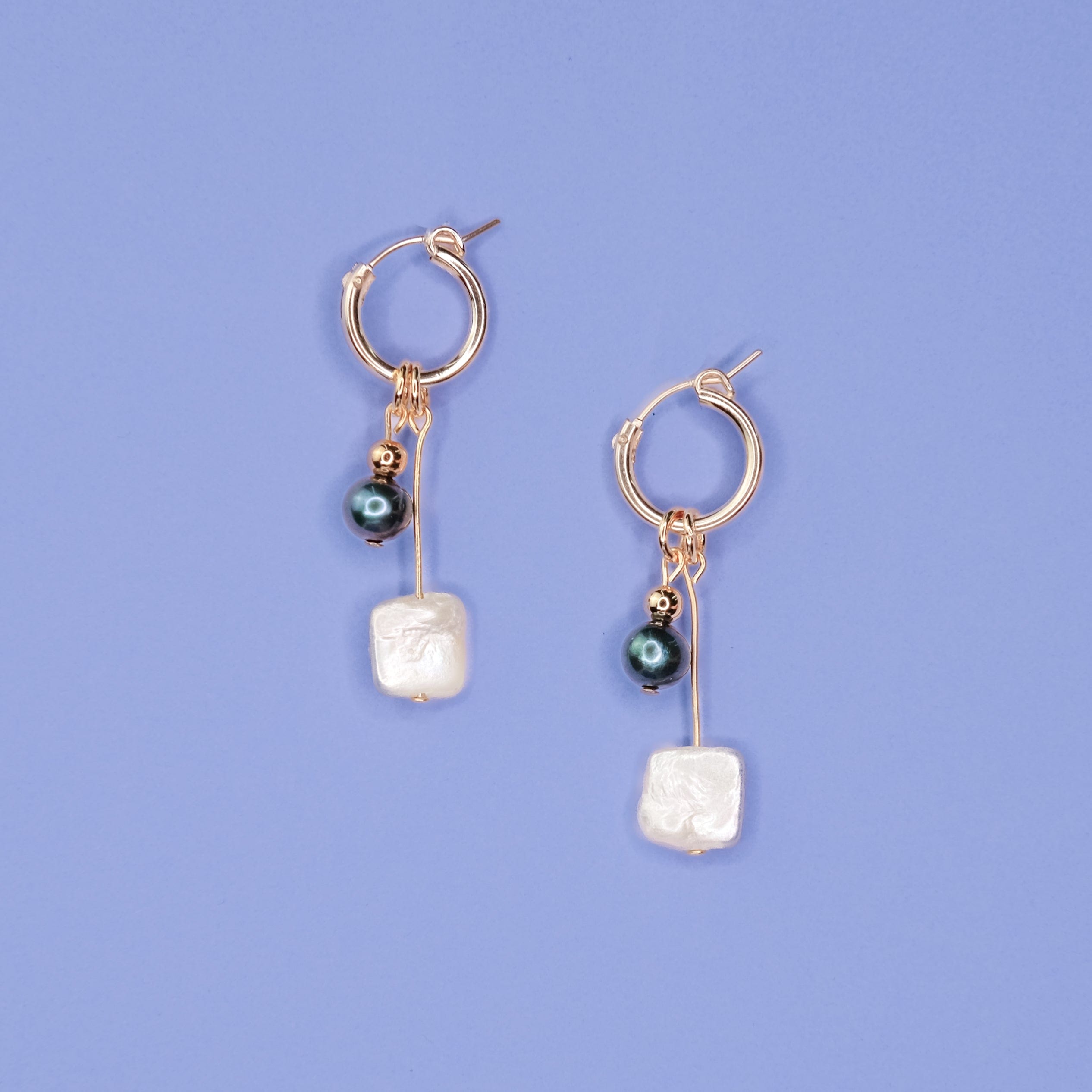 pearl drop hoop charm earrings #style_set-2