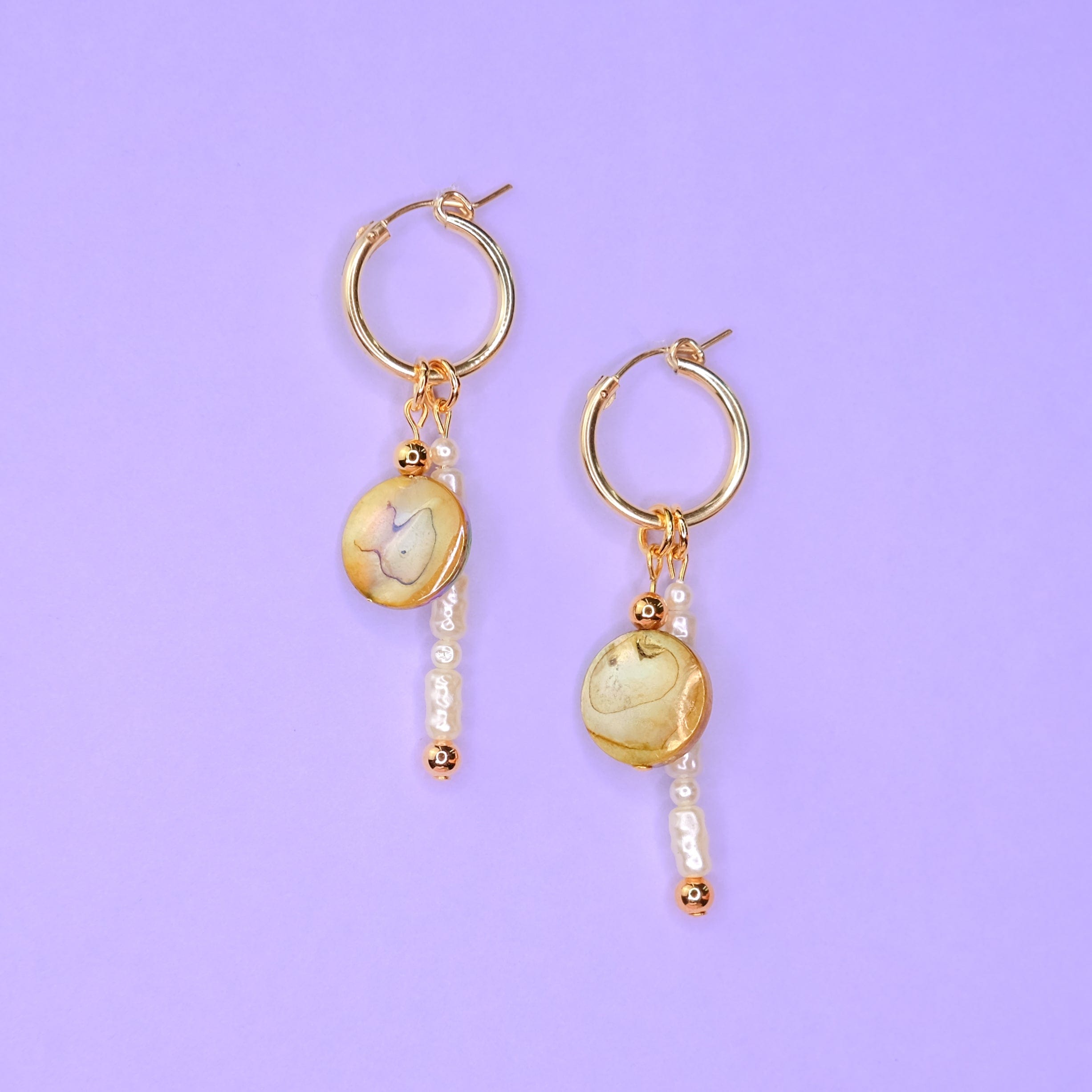 pearl drop hoop charm earrings #style_set-3