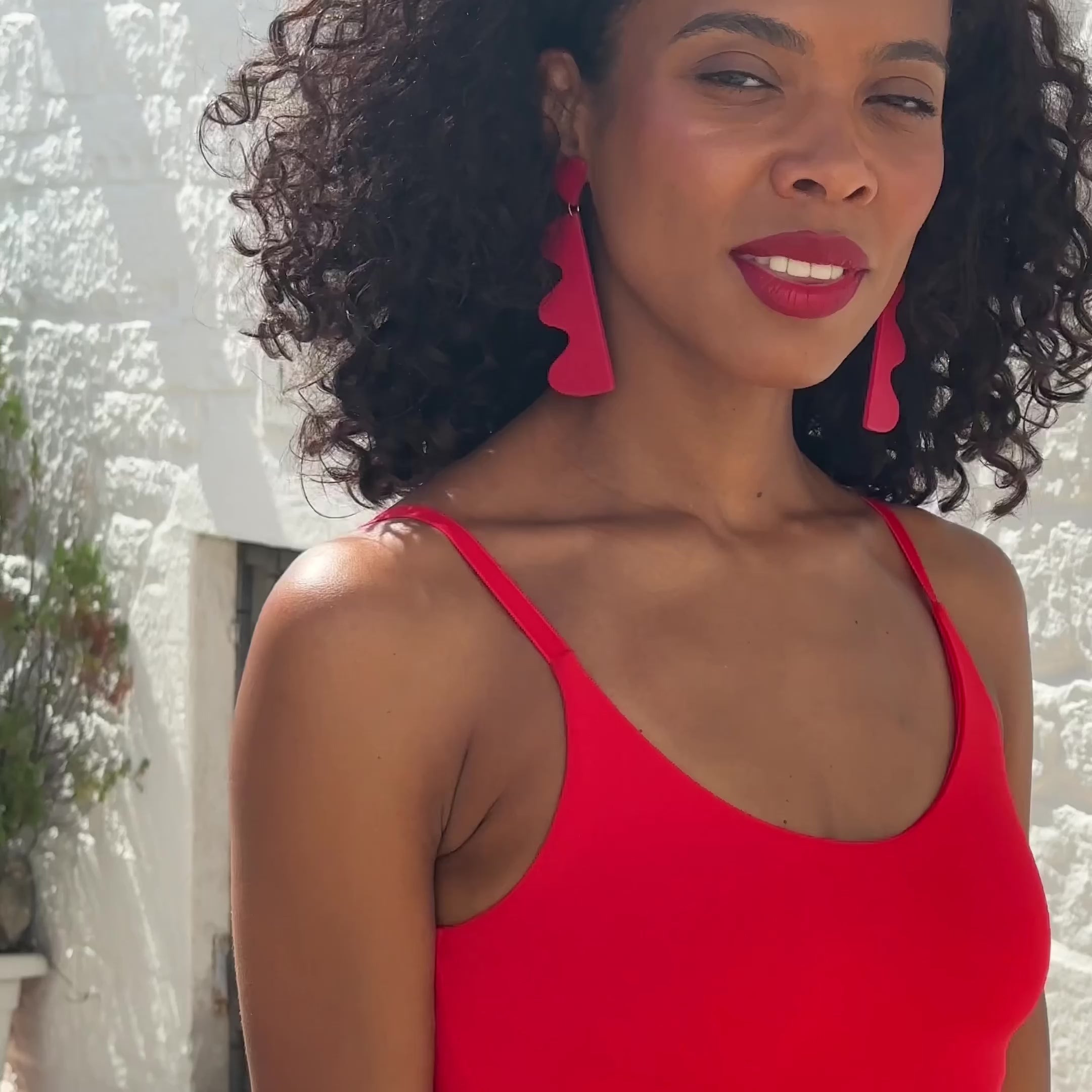Funky and fabulous Red Wiggles statement earrings  #color_red