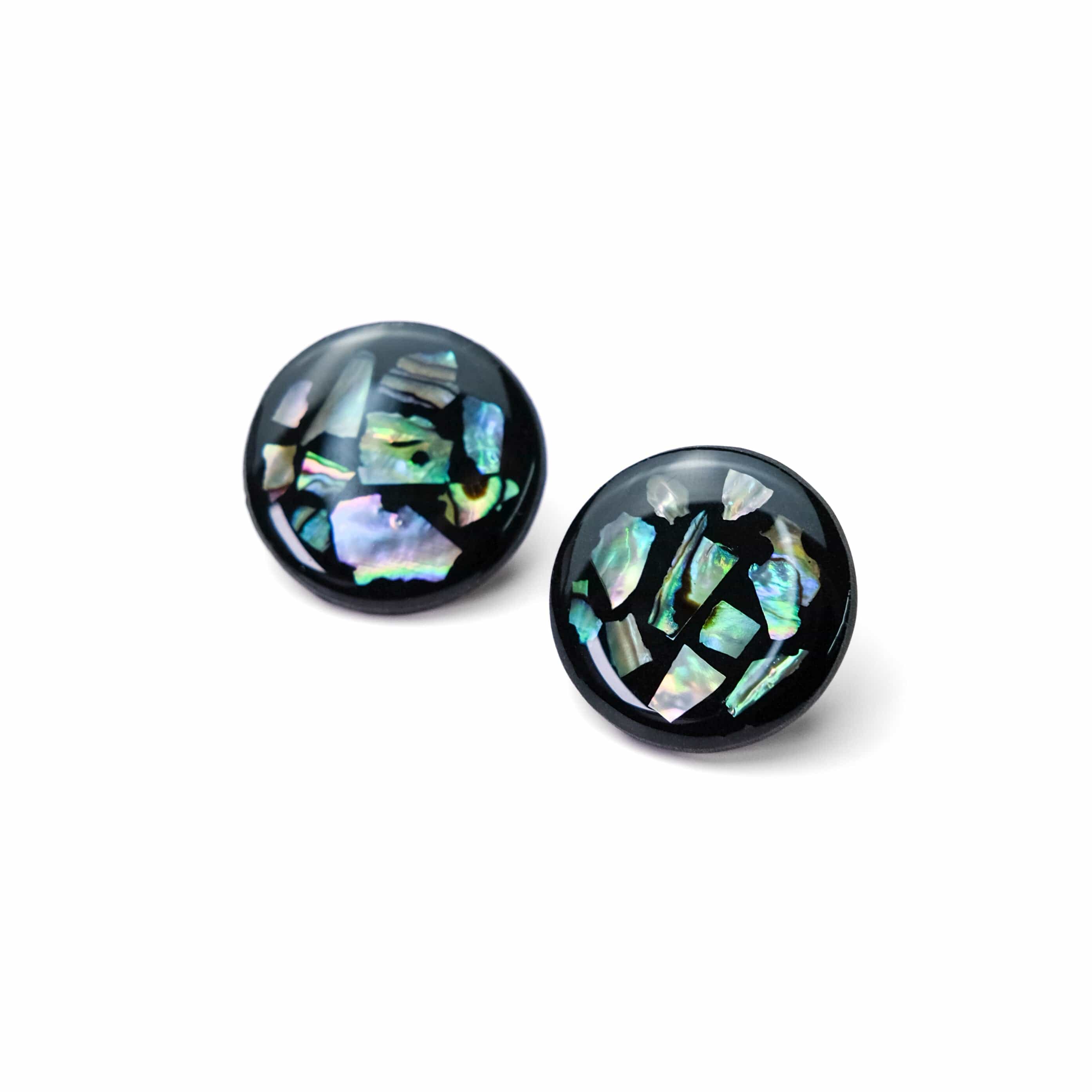 Mother of Pearl abalone terrazzo stud earrings #color_mother-of-pearl-terrazzo-black