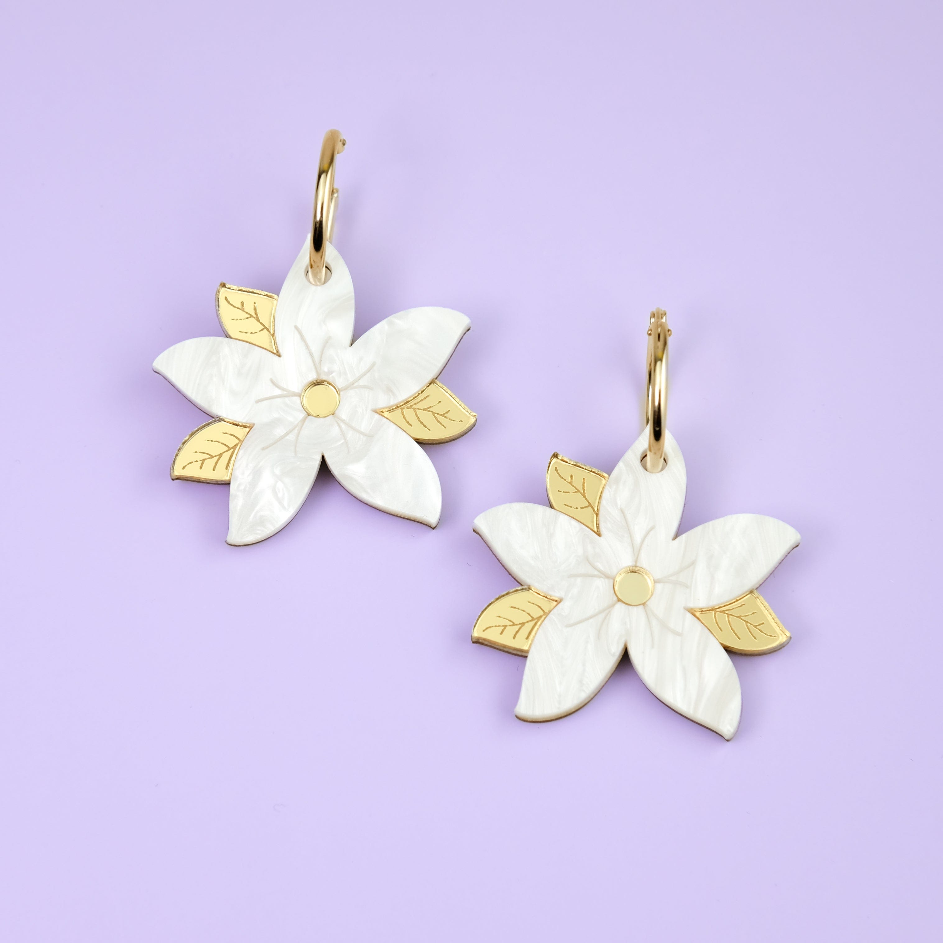 Sampaguita gold-filled hoop earrings