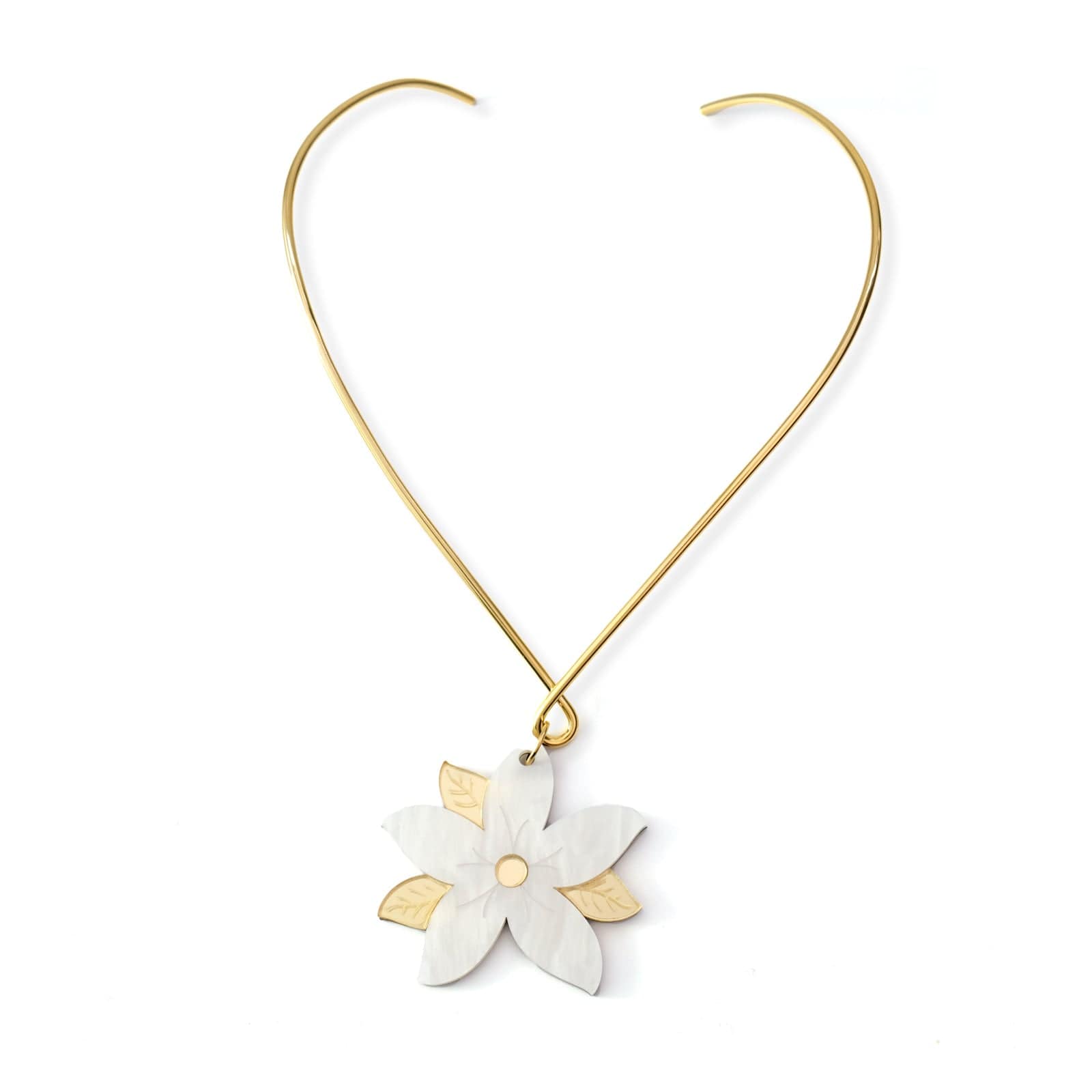Elegant sampaguita flower necklace handmade in NYC #color_white