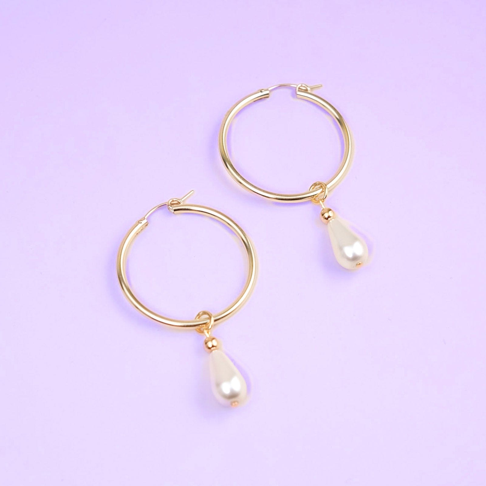 Pearl Drop hoop charm earrings #style_teardrop