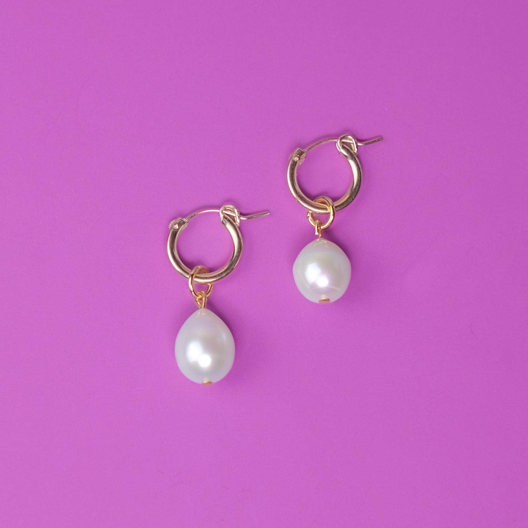 Freshwater Pearl Drop hoop charm earrings  #style_large-drop