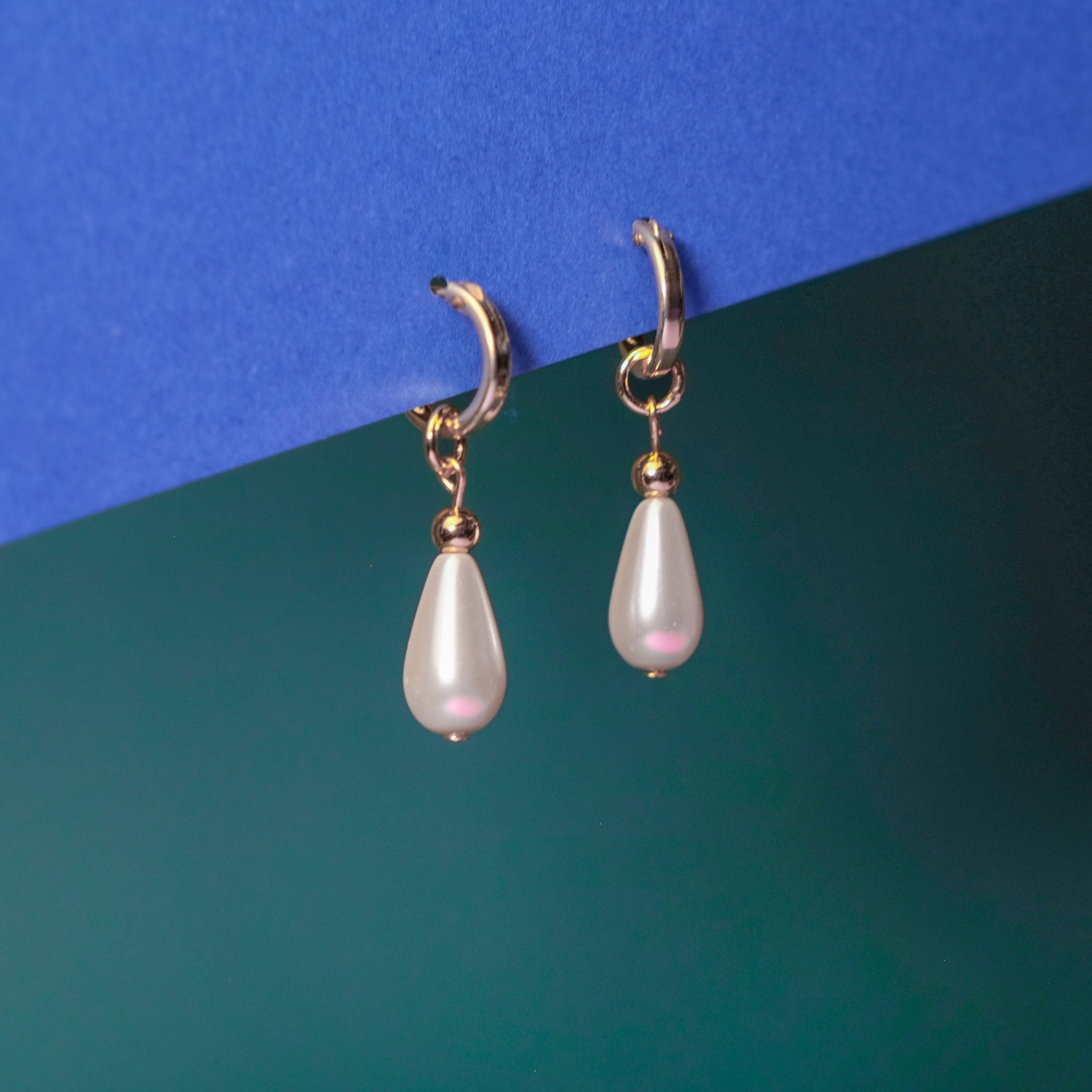 Pearl Drop hoop charm earrings #style_teardrop