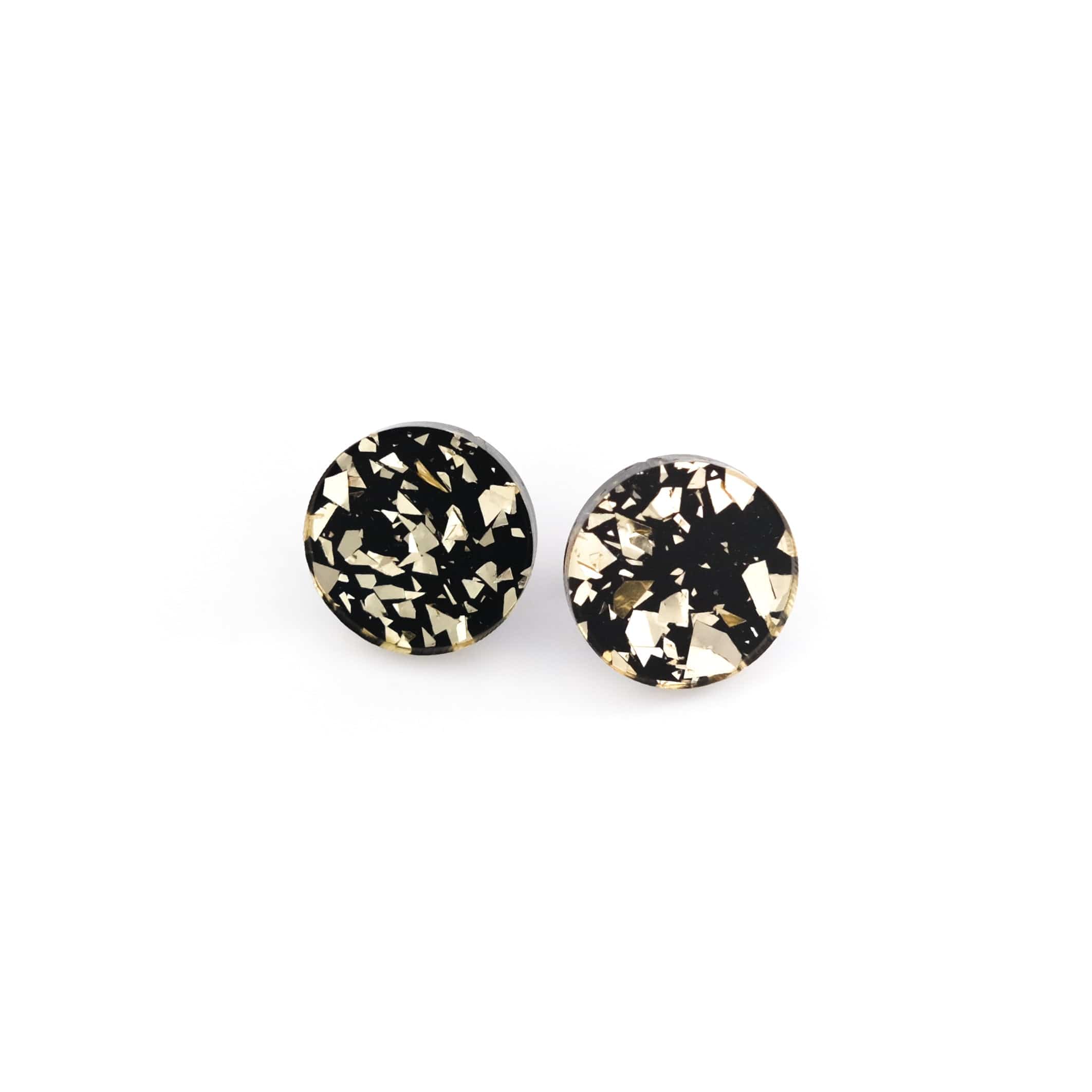 Glam and glitzy Black and Gold chunky glitter studs! 