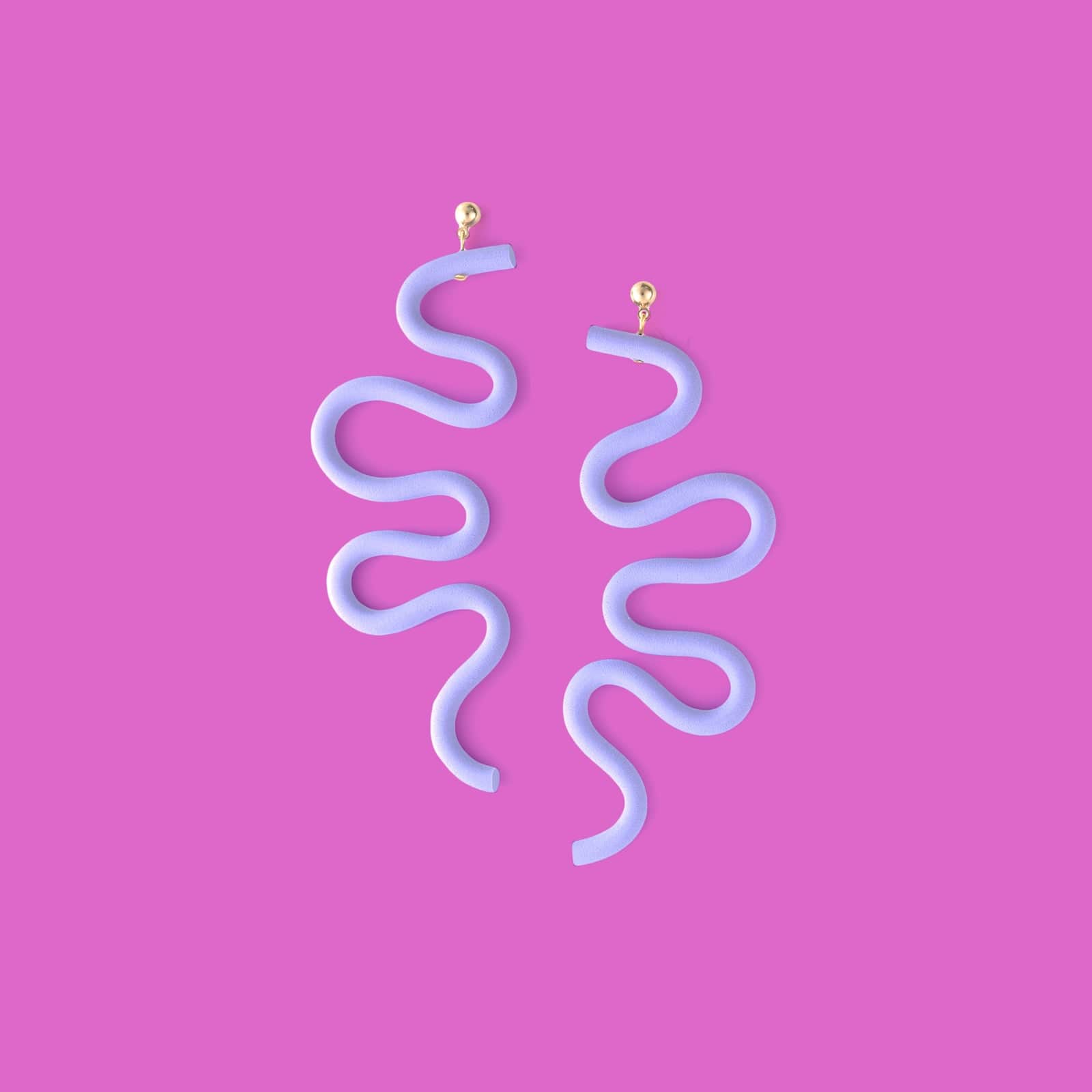 Tube Squiggle dangly earrings small in lavender #color_lavender