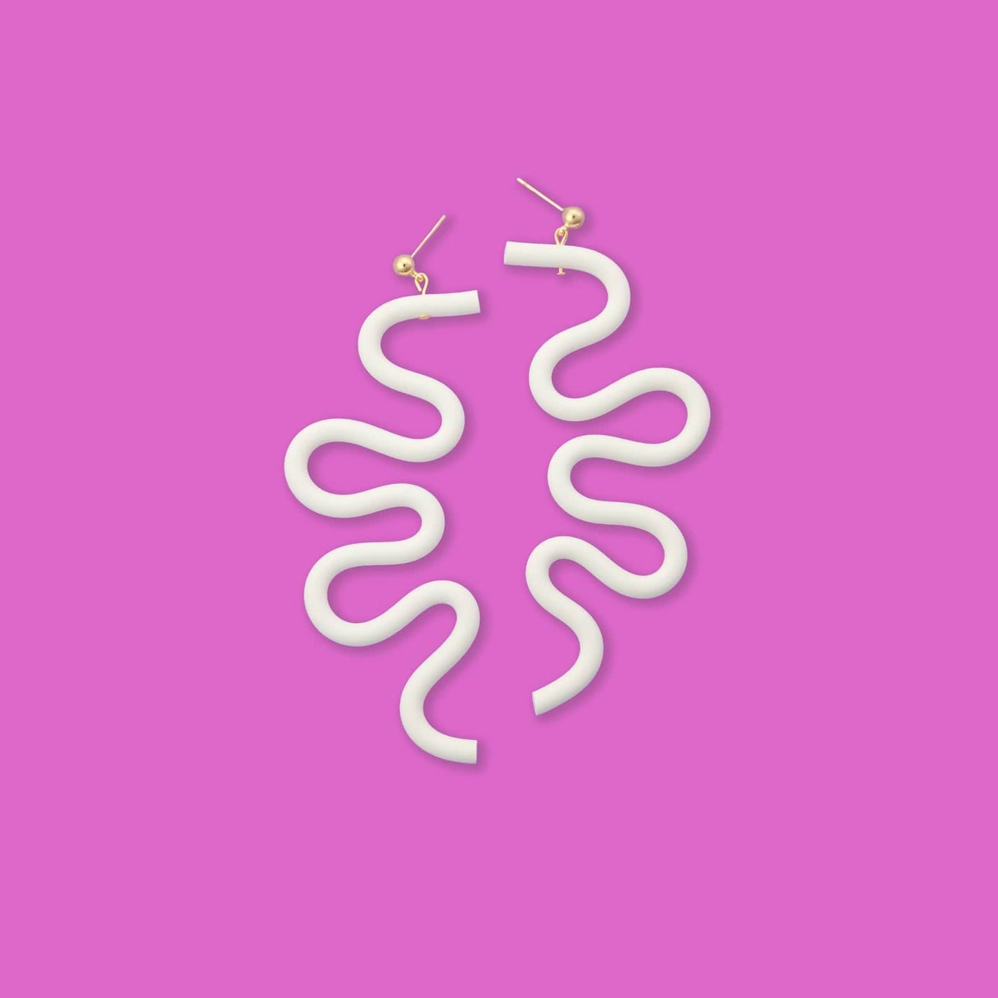 Tube Squiggle dangly earrings small in white #color_white