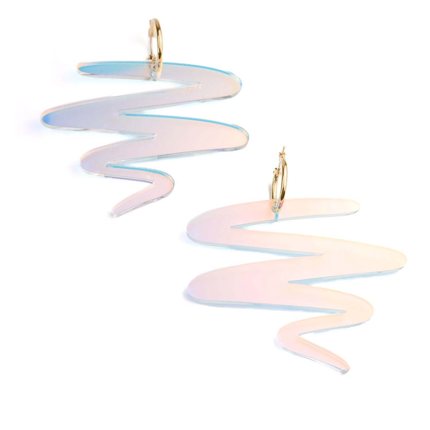 Iridescent squiggle statement earrings #color_iridescent