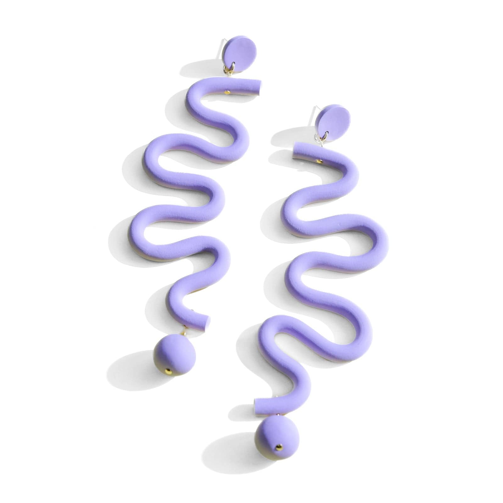 Tube Squiggles Dangly Funky Earrings #color_lavender