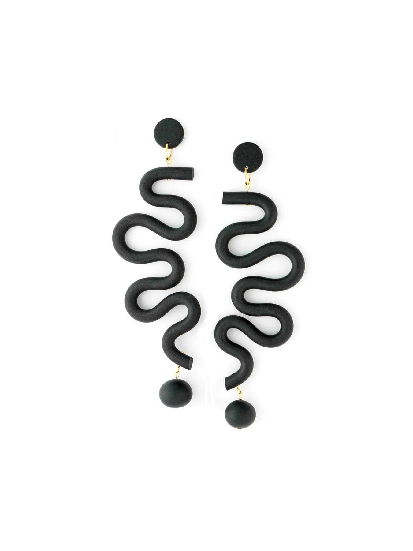 Tube Squiggles dangly statement earrings