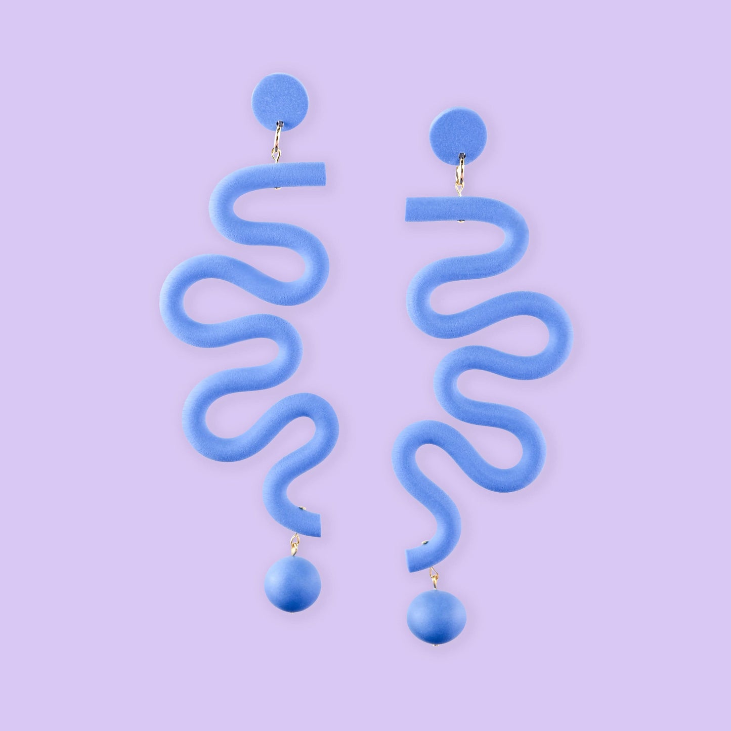 Tube Squiggles Dangly Funky Earrings in Cornflower Blue #color_cornflower-blue