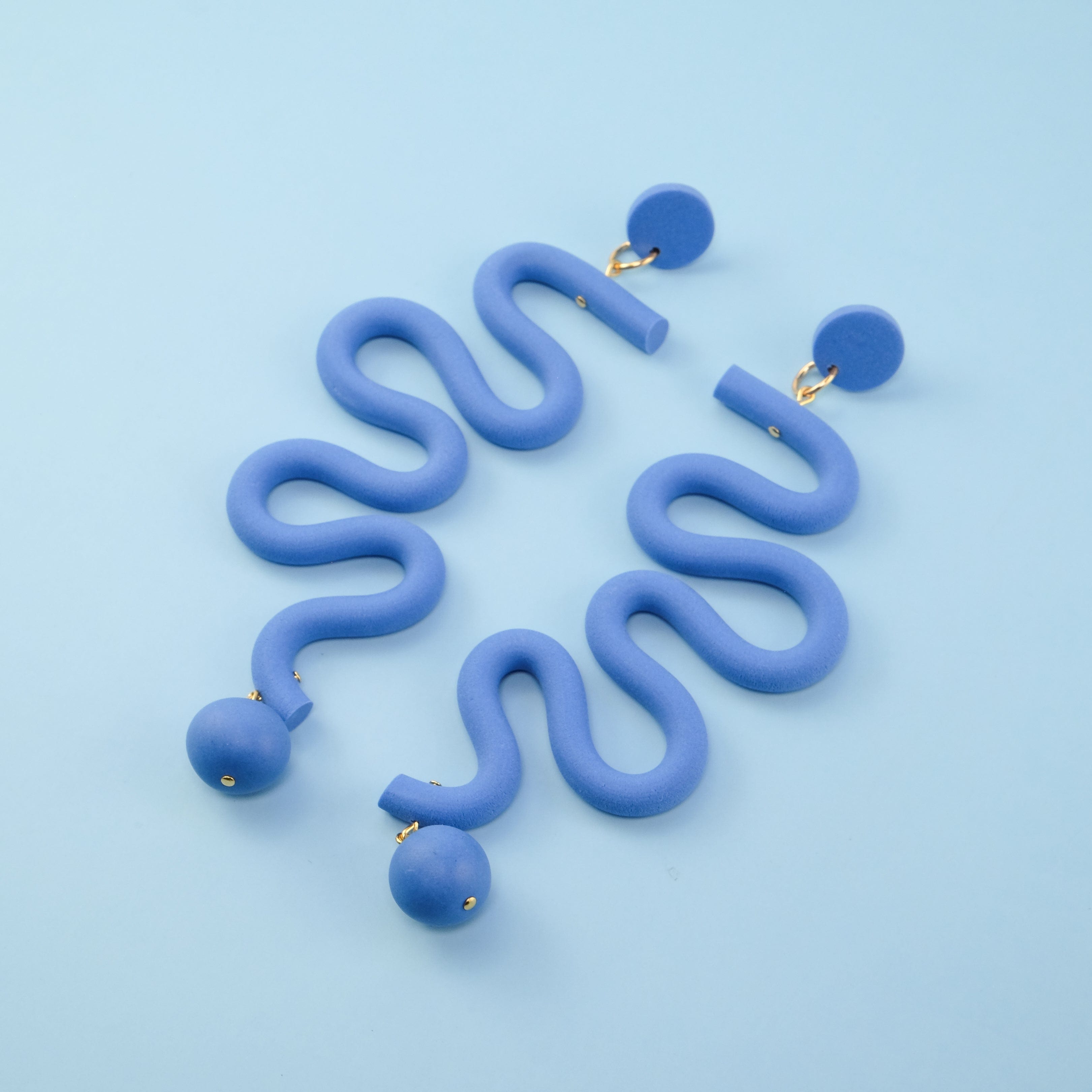Tube Squiggles Dangly Funky Earrings in Cornflower Blue #color_cornflower-blue