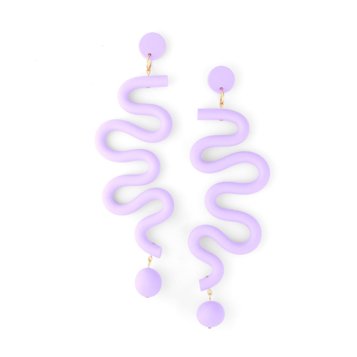 Tube Squiggles Dangly Funky Statement Earrings  in lavender purple #color_lavender