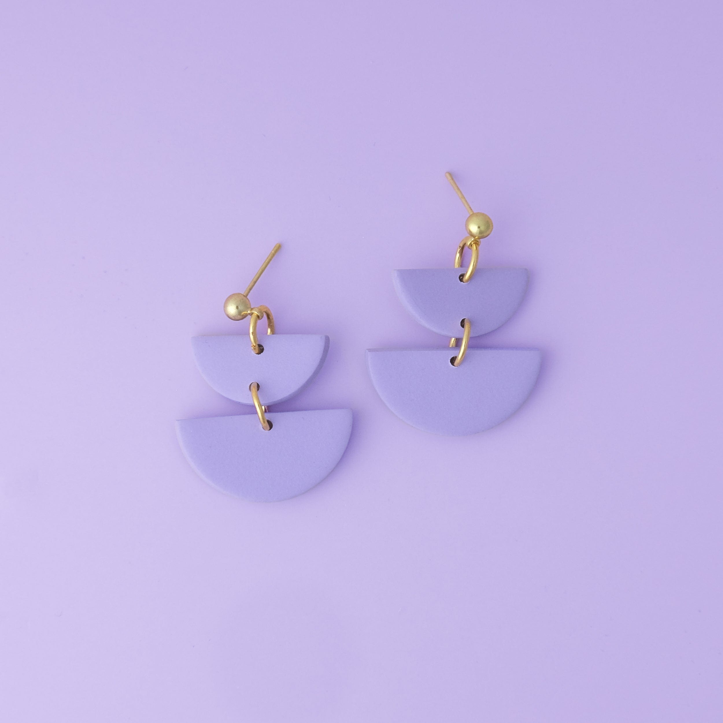 Twin Luna cute dangly half-moon shaped earrings in lavender #color_lavender