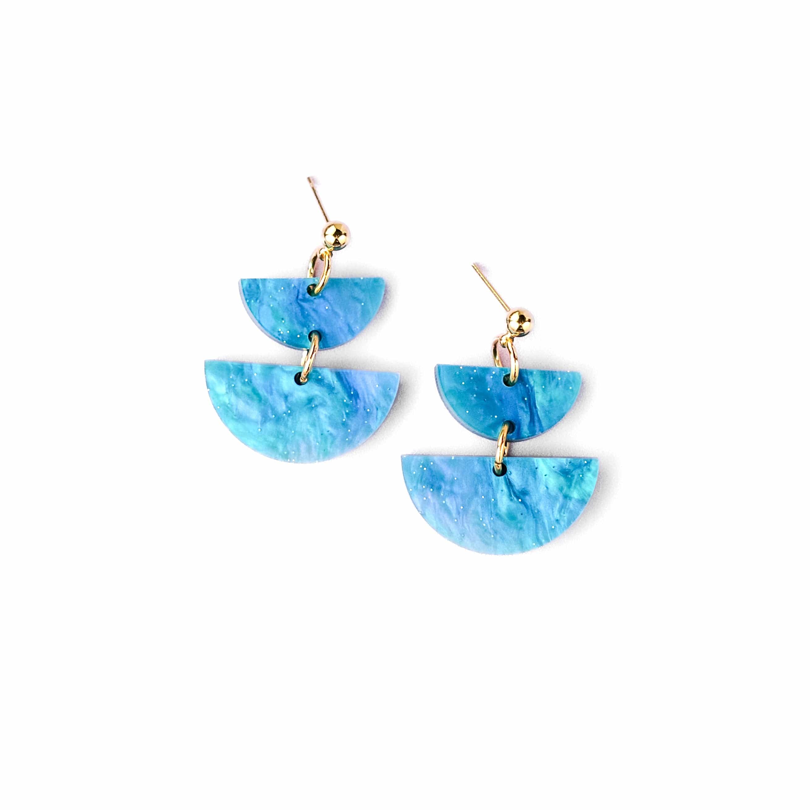 Twin Luna cute dangly half-moon shaped earrings in Mediterranean blue #color_mediterranean-blue