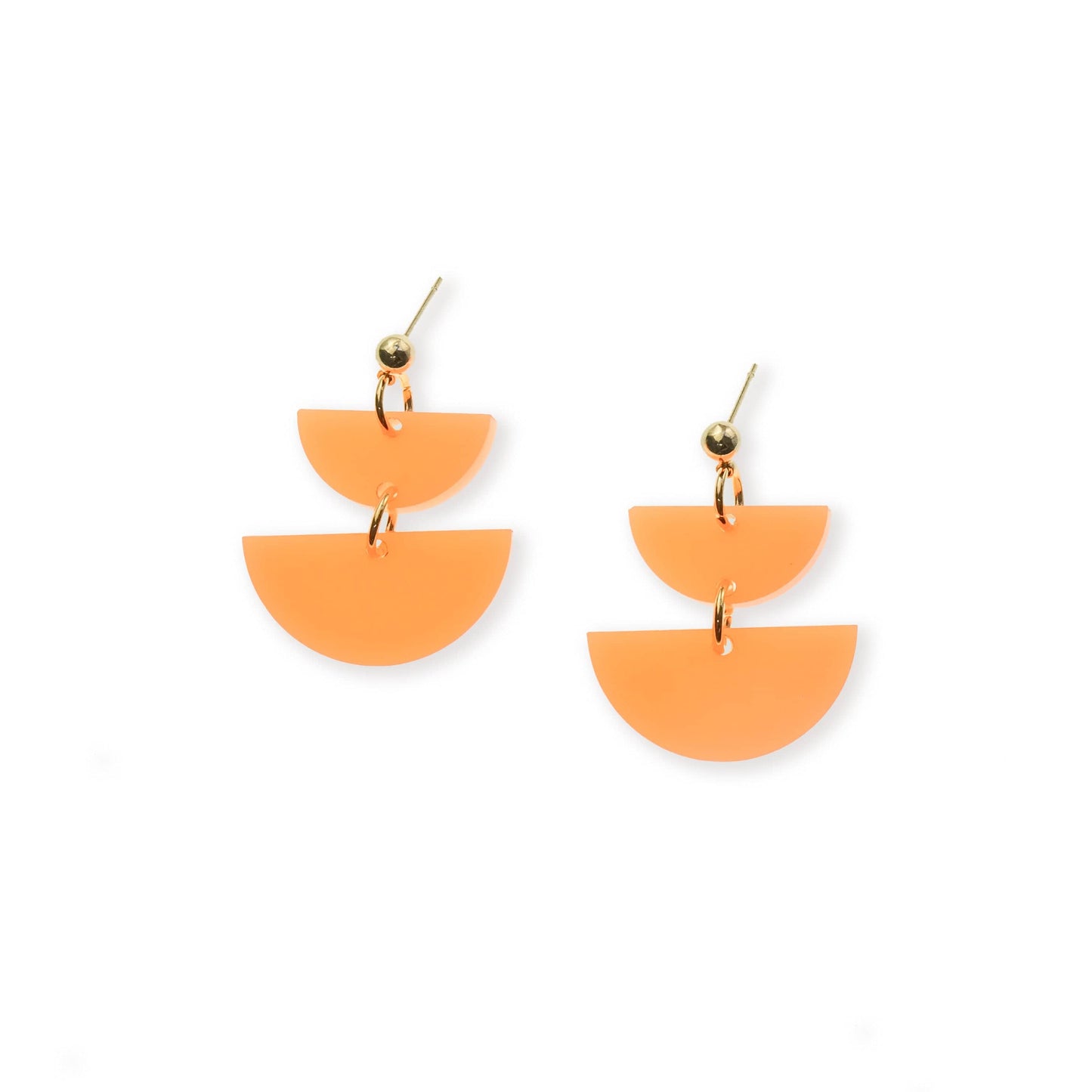 Twin Luna cute dangly half-moon shaped earrings in neon orange #color_neon-orange