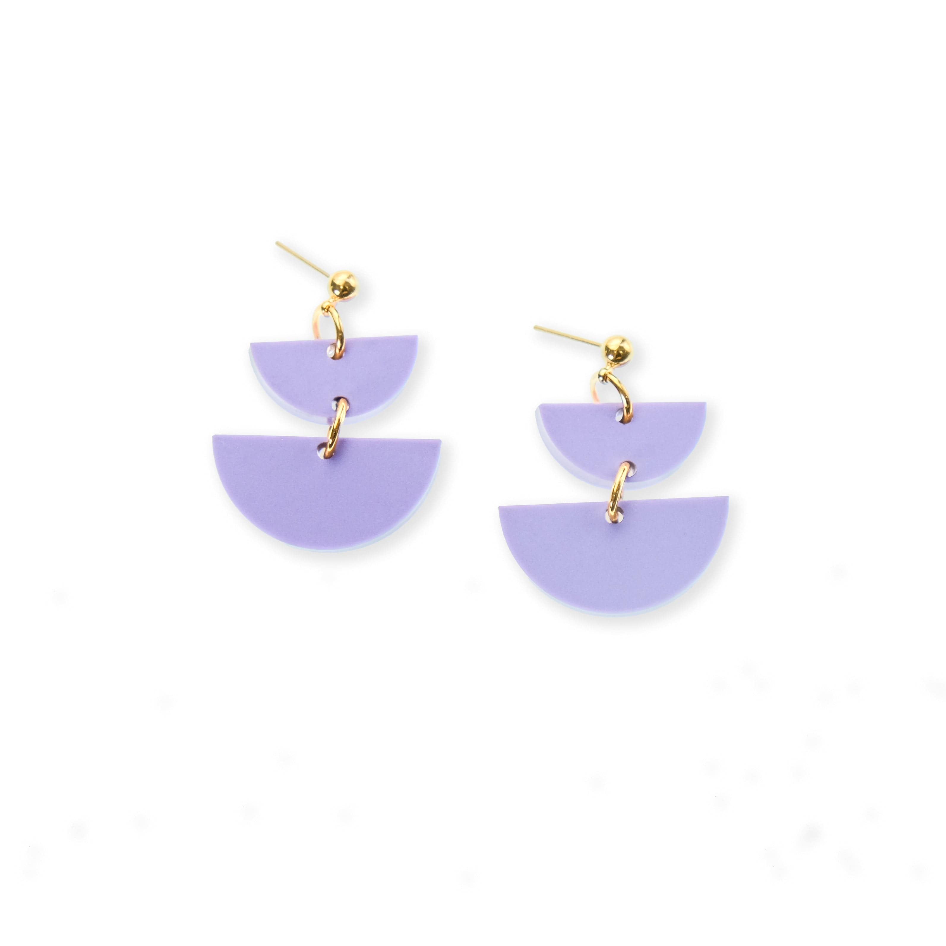 Twin Luna cute dangly half-moon shaped earrings in lavender #color_lavender
