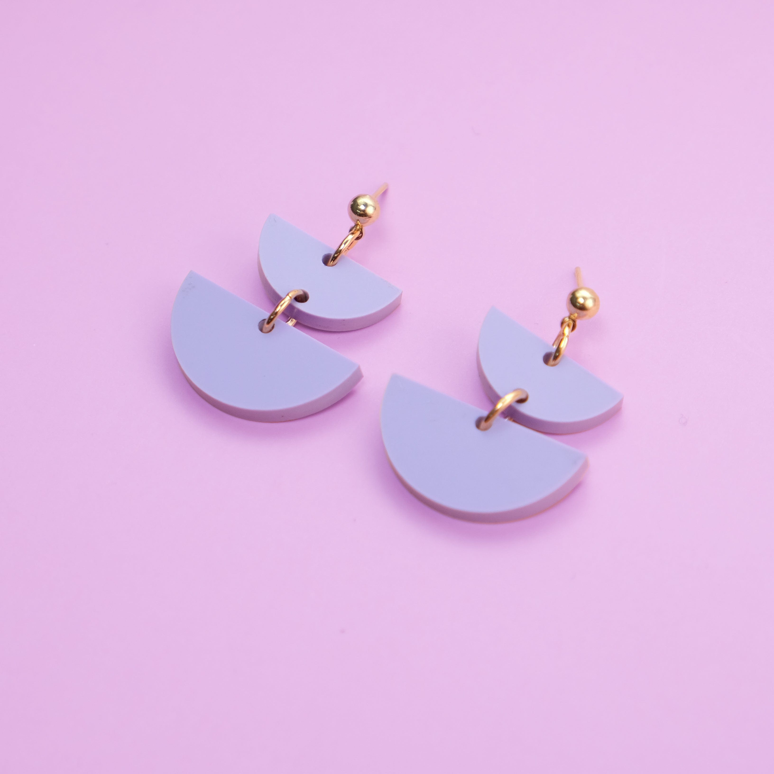 Twin Luna cute dangly half-moon shaped earrings in lavender #color_lavender