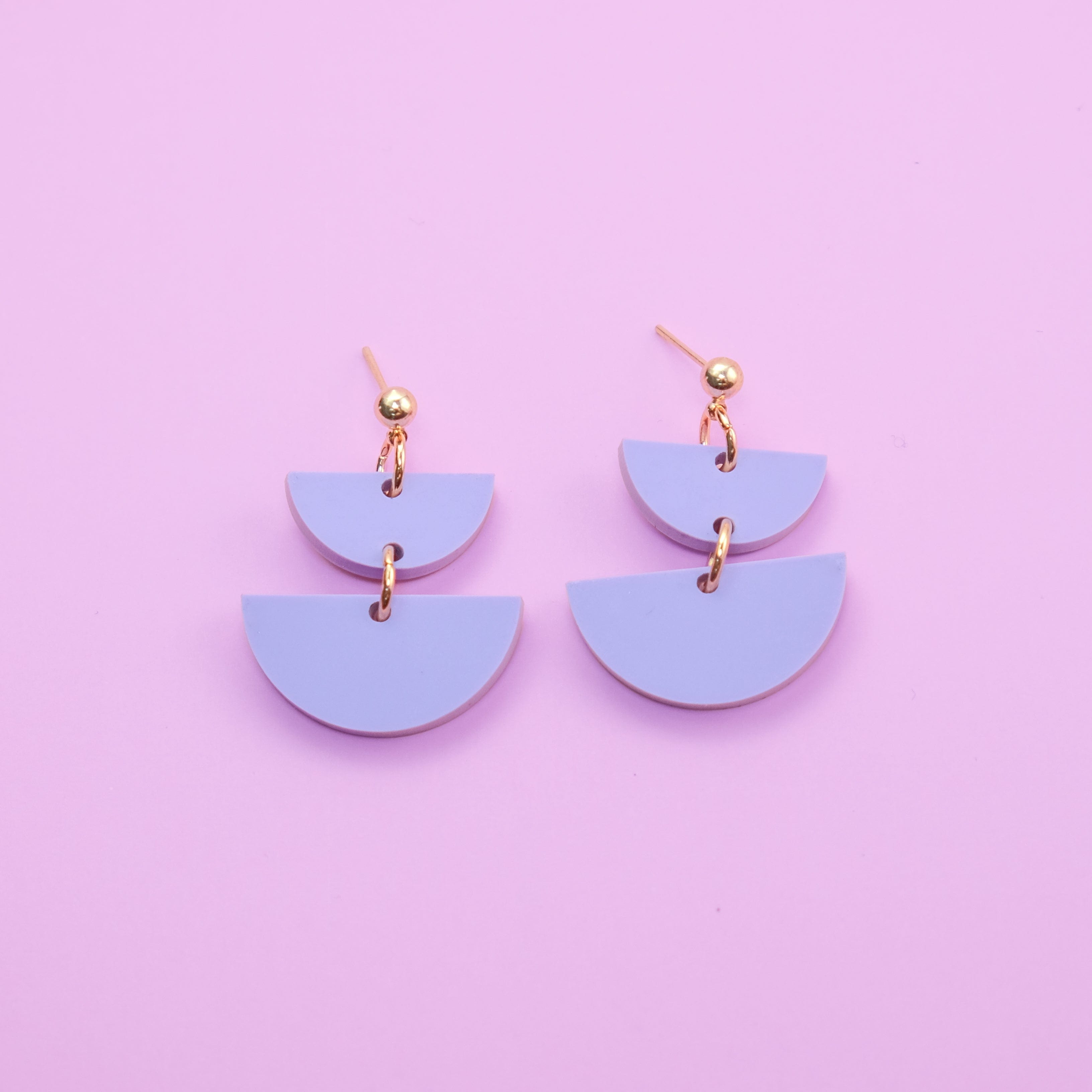 Twin Luna cute dangly half-moon shaped earrings in lavender #color_lavender