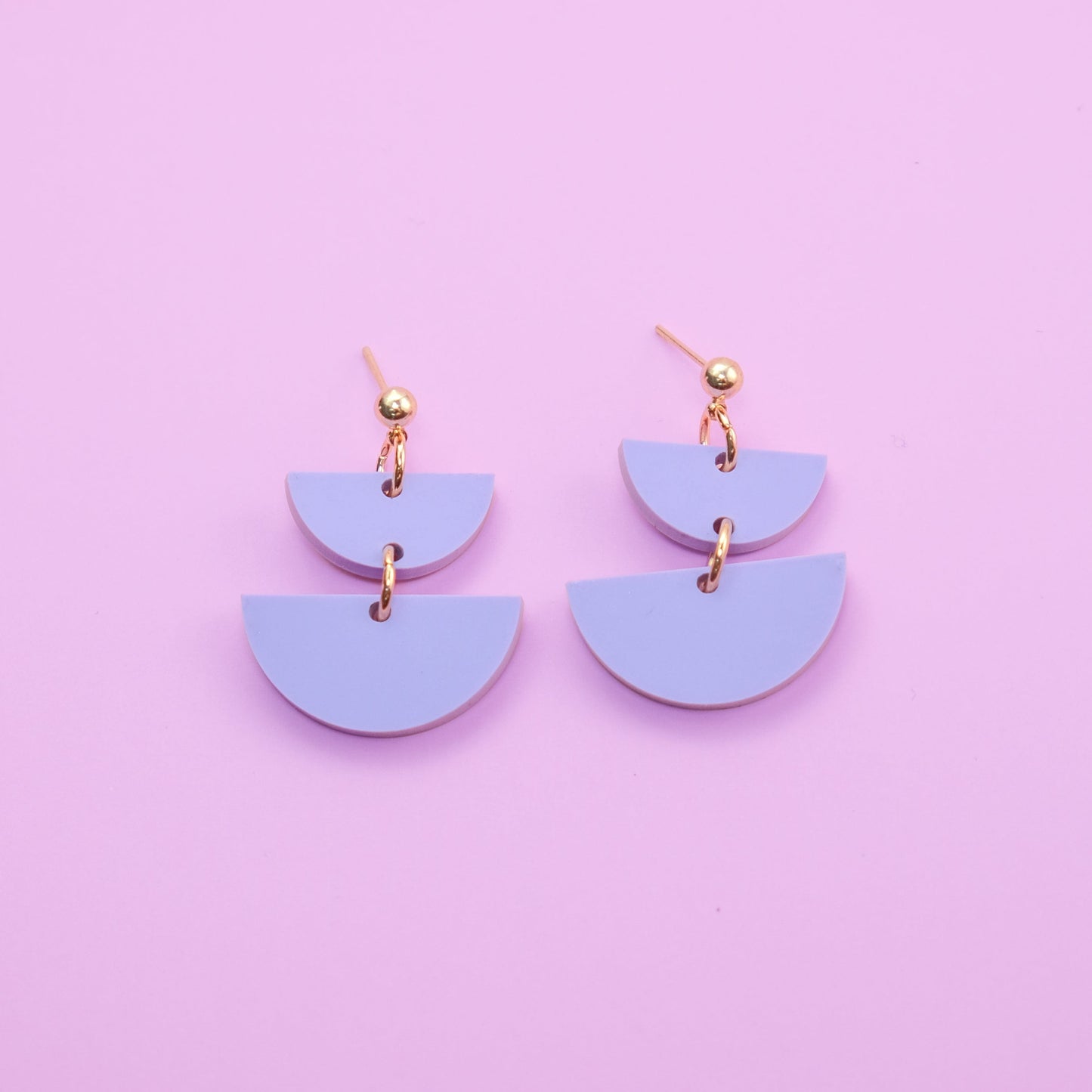 Twin Luna cute dangly half-moon shaped earrings in lavender #color_lavender