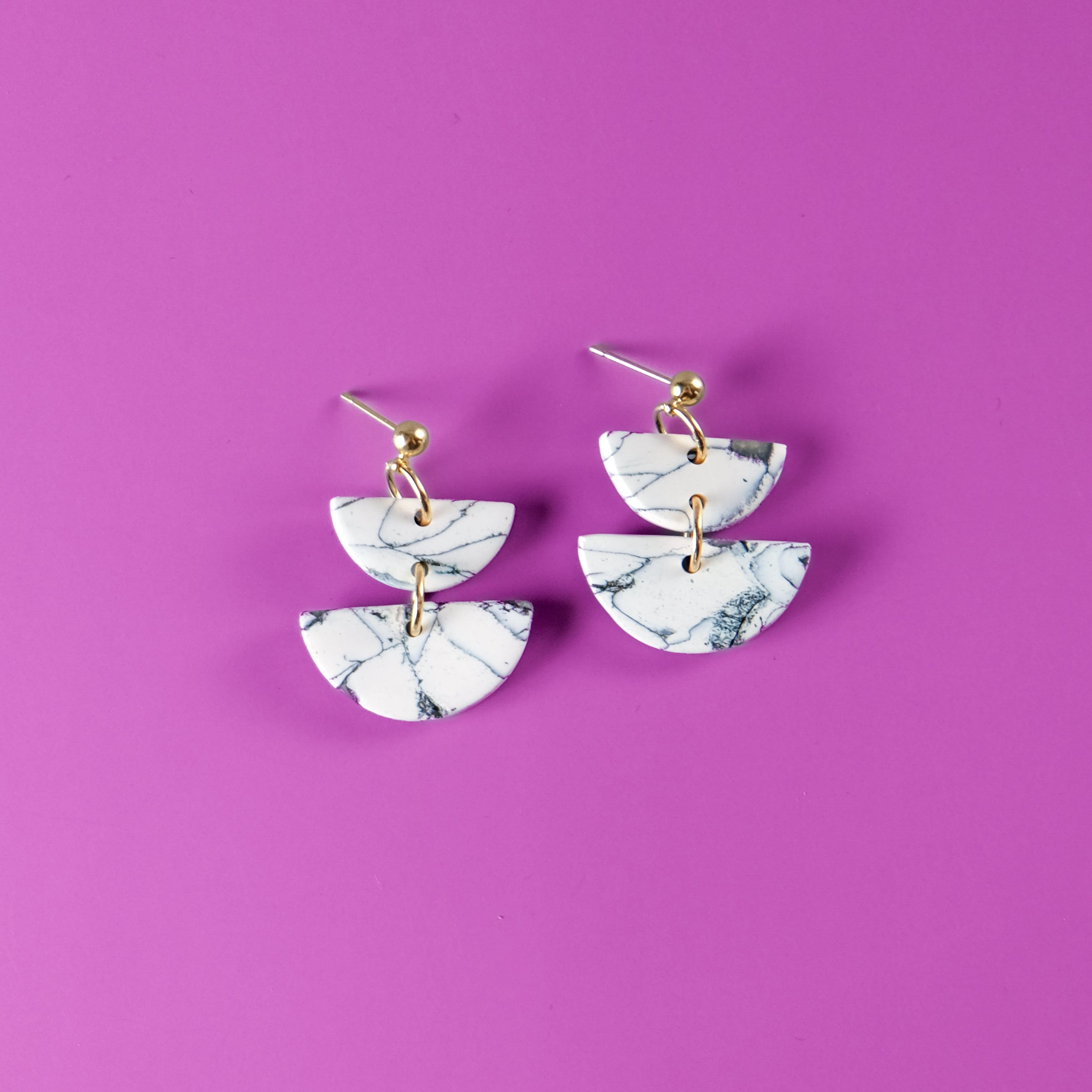 Twin Luna cute dangly earrings #color_forest-marble