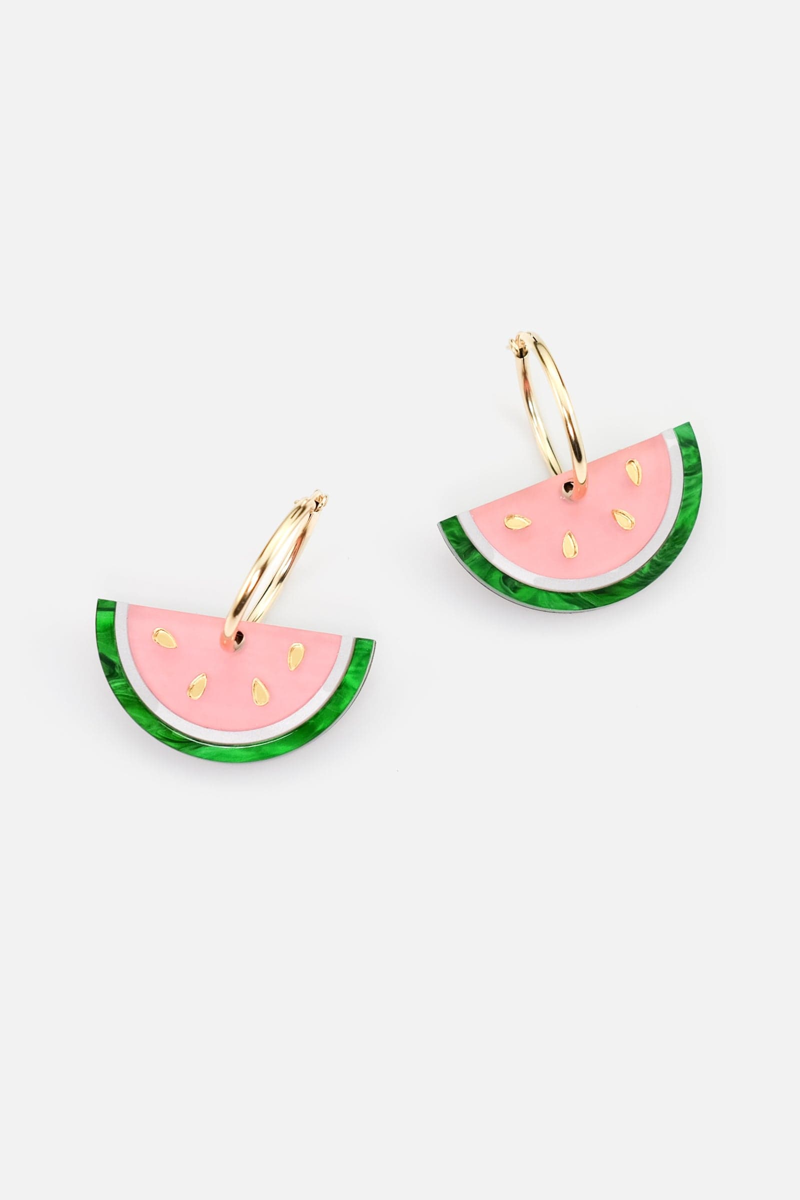 Watermelon Slice dangly hoop earrings