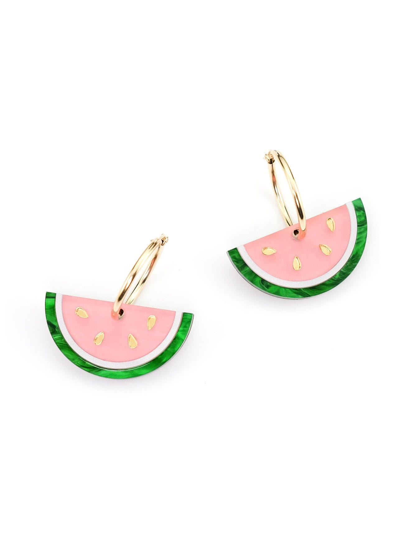 Watermelon Slice dangly hoop earrings
