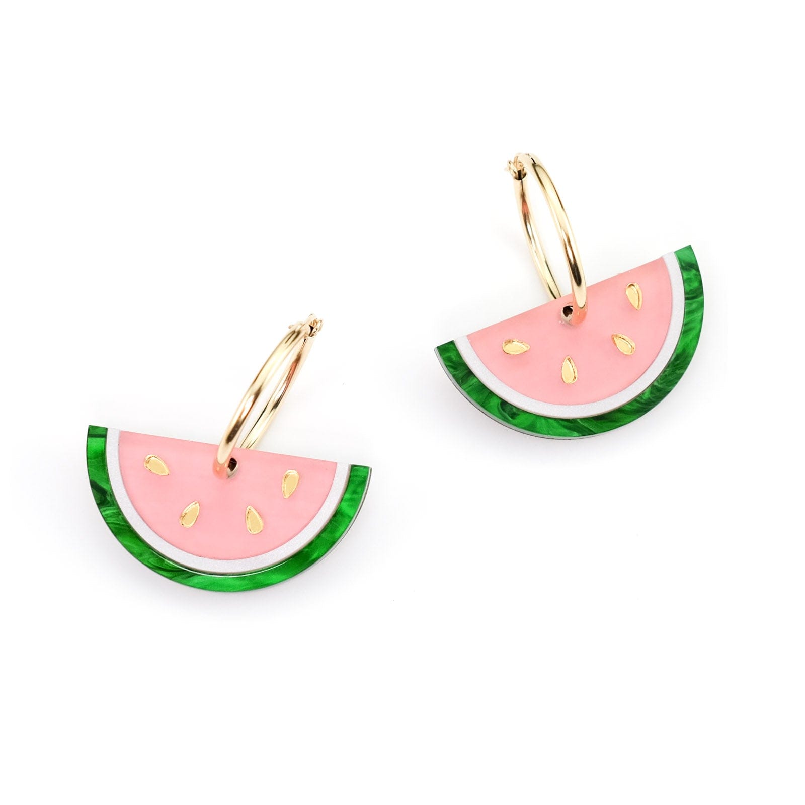 Watermelon Slice gold-filled hoop earrings